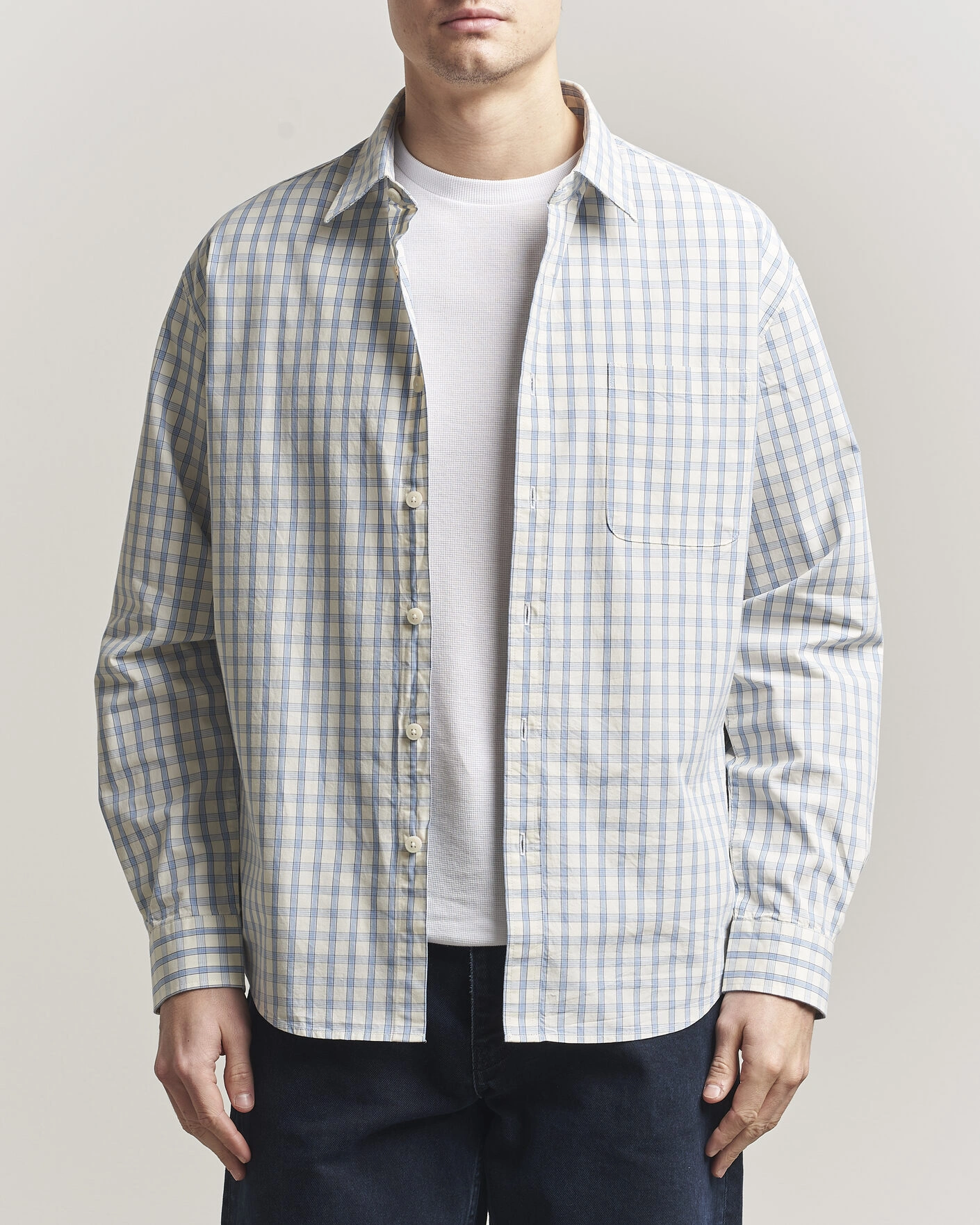 Herre | Skjorter | NN07 | Deon Brushed Cotton Shirt Ecru Check