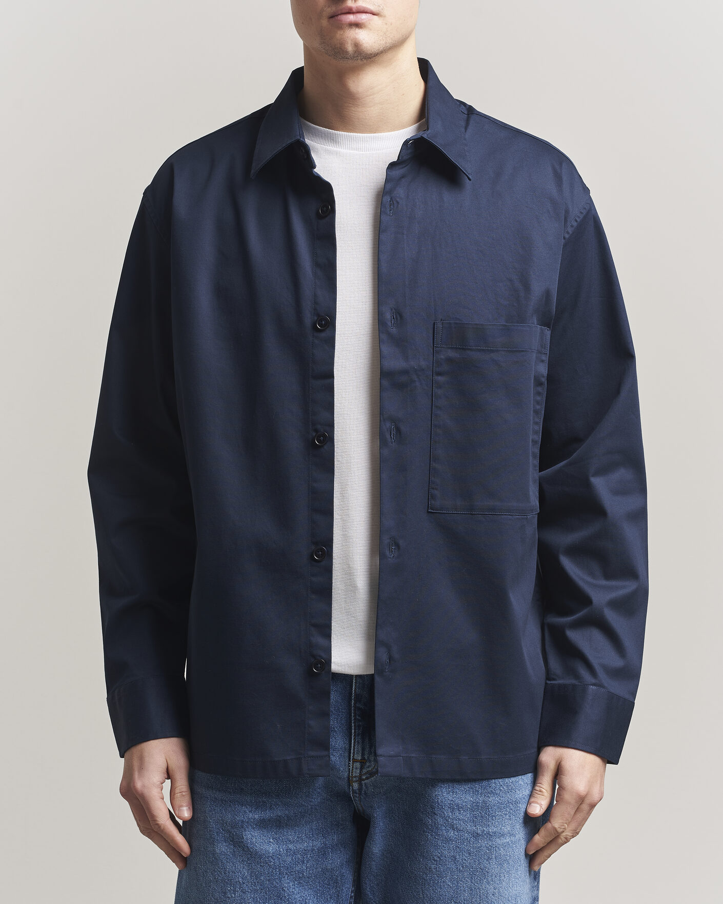 Herre | Skjorter | NN07 | Freddy Cotton Overshirt Navy Blue