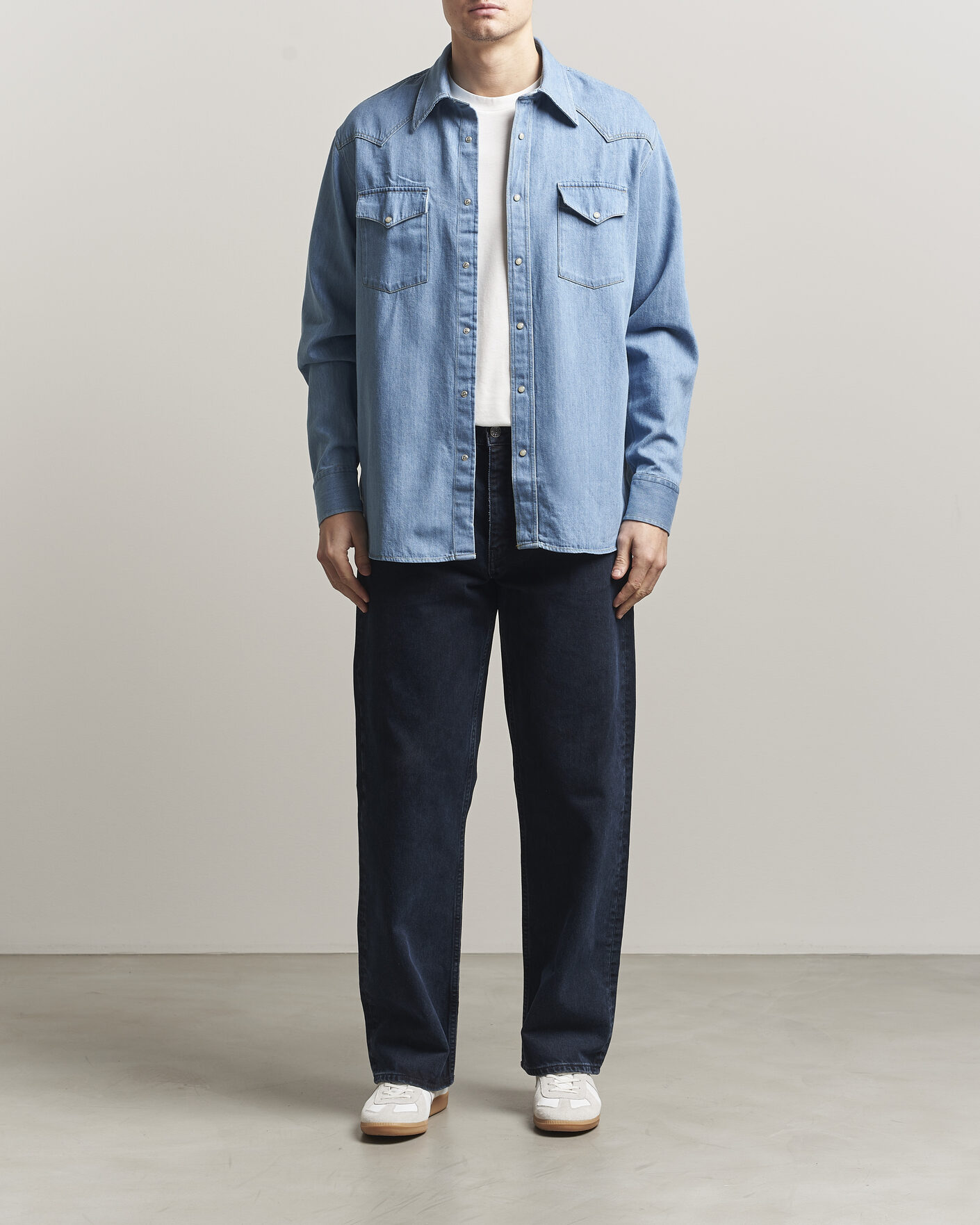 Herre | Skjorter | NN07 | Ricky Western Denim Shirt Light Indigo
