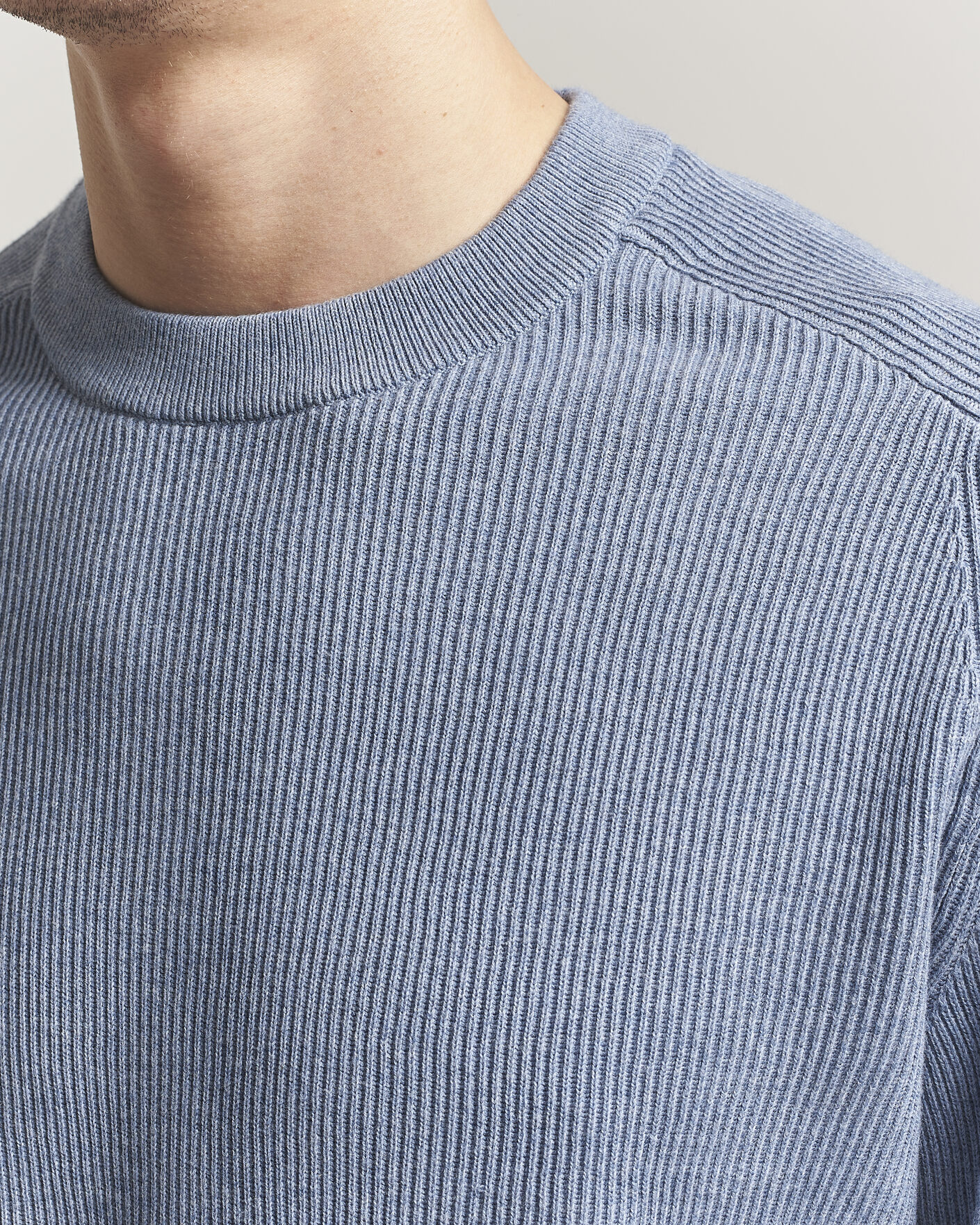 Herre | Trøjer | NN07 | Kevin Cotton Knitted Sweater Stone Blue