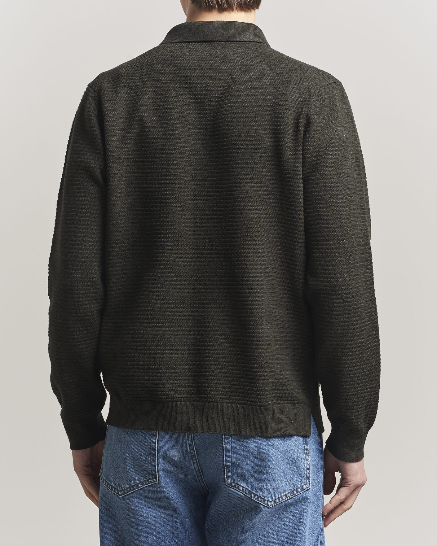Herre | Trøjer | NN07 | Paul Knitted Long Sleeve Polo Dark Army