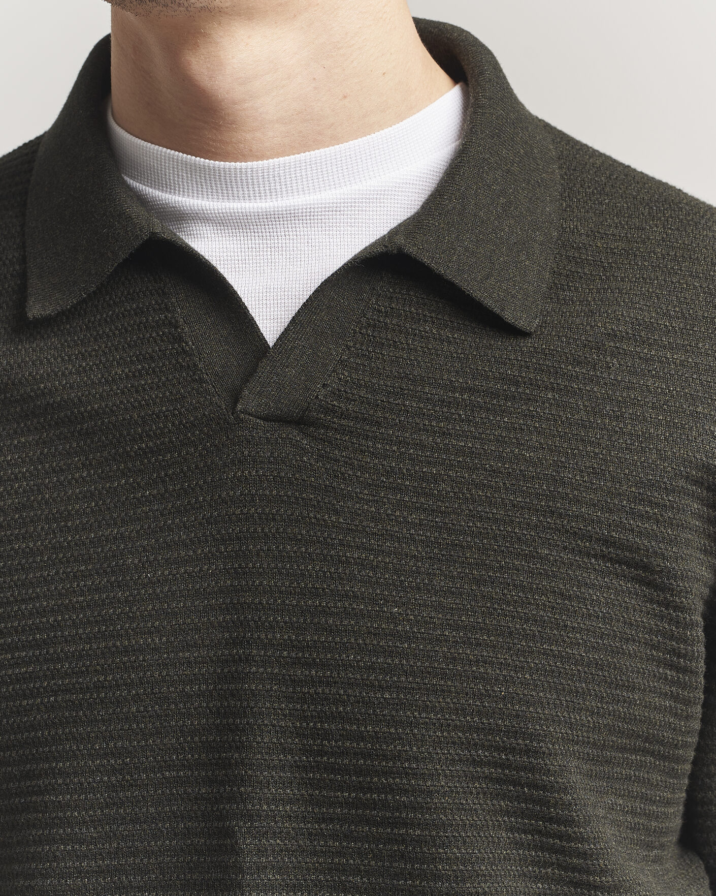 Herre | Trøjer | NN07 | Paul Knitted Long Sleeve Polo Dark Army