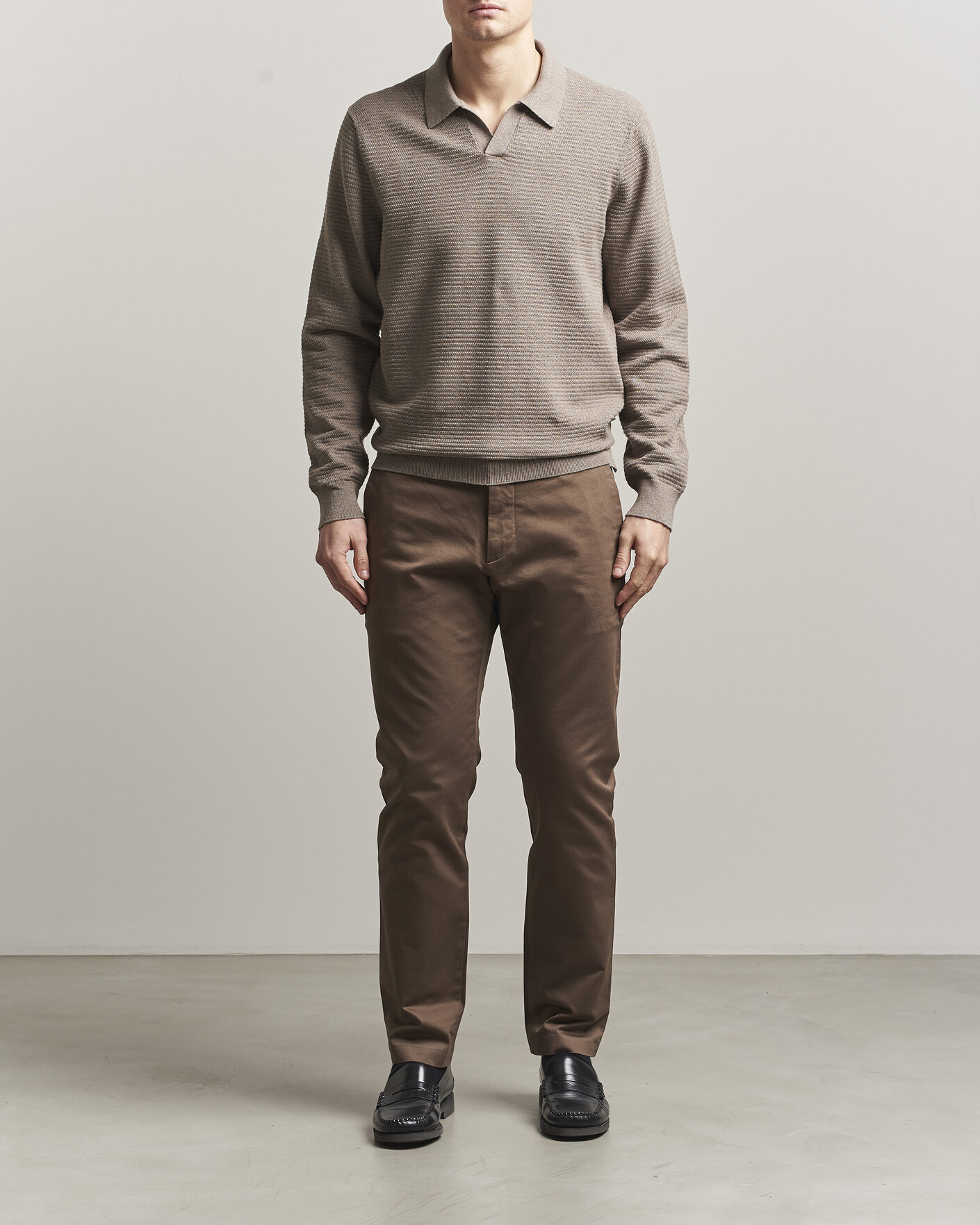 Herre | Trøjer | NN07 | Paul Knitted Long Sleeve Polo Mable Husk