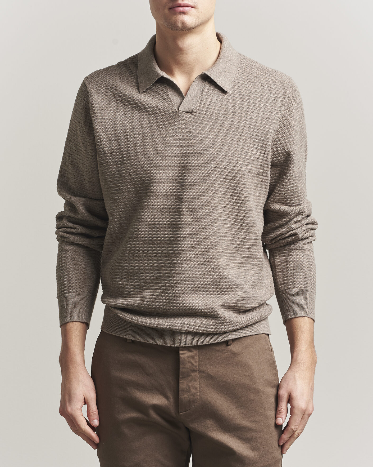 Herre | Trøjer | NN07 | Paul Knitted Long Sleeve Polo Mable Husk