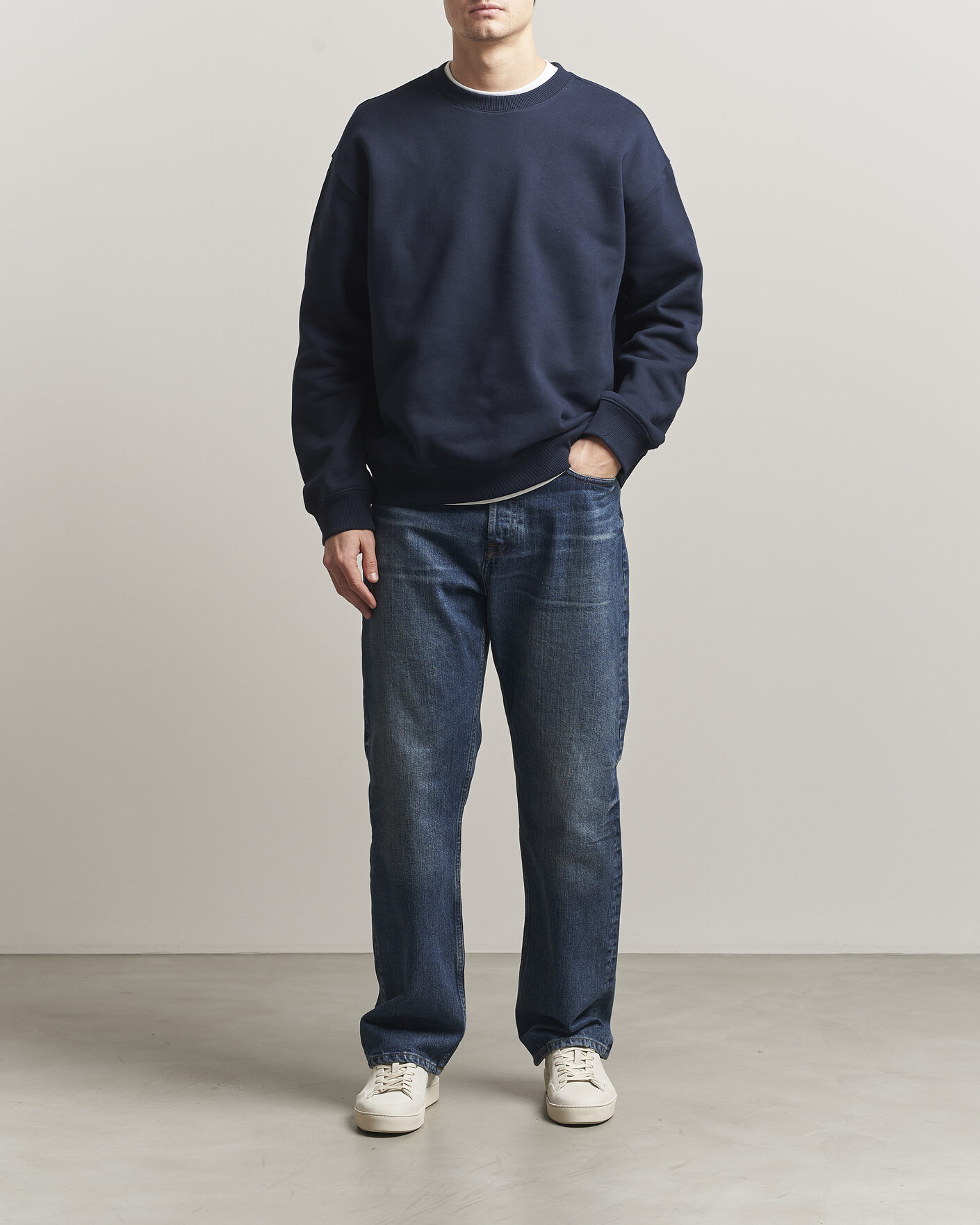 Herre | Trøjer | NN07 | David Crew Neck Sweatshirt Navy Blue