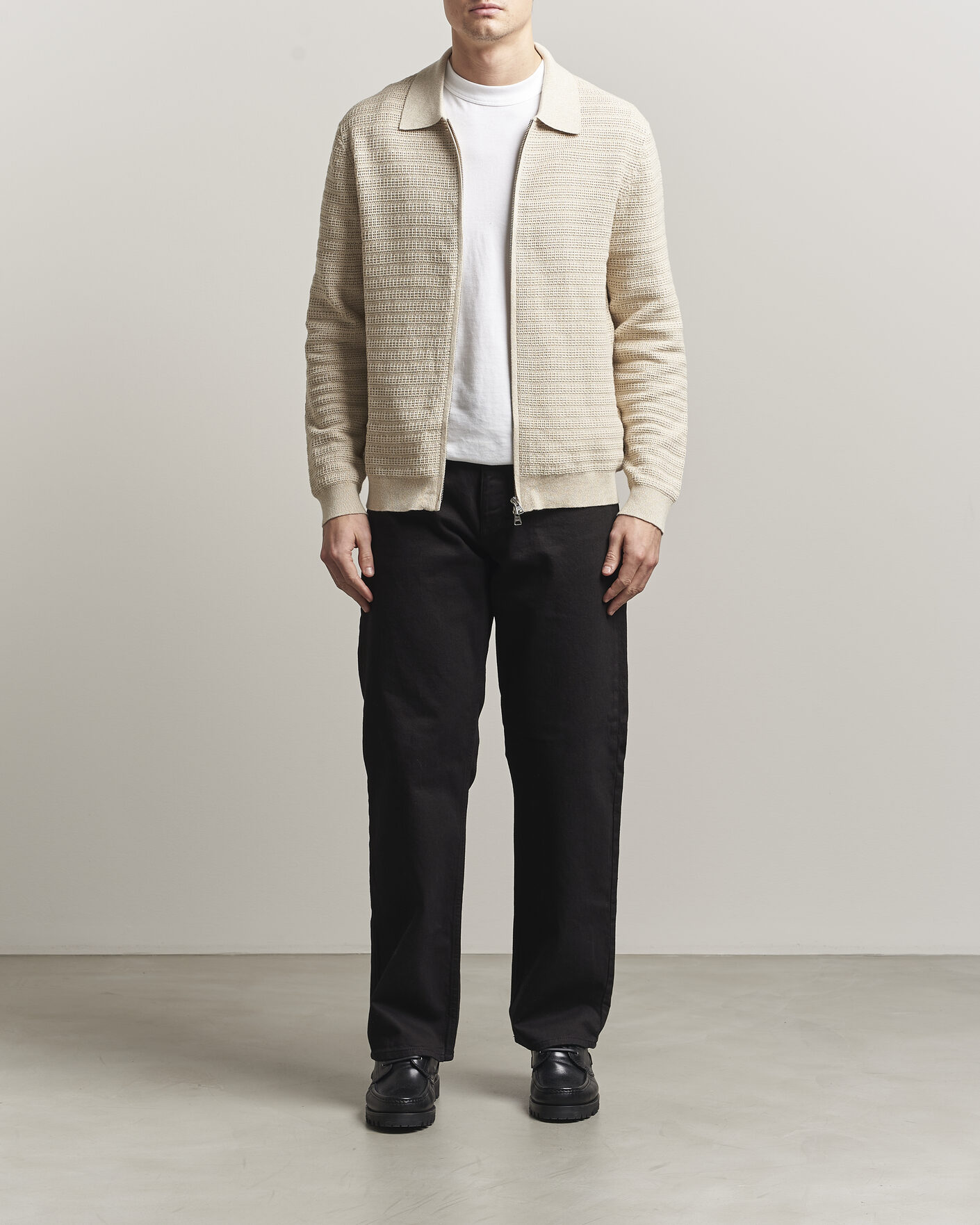 Herre | Trøjer | NN07 | Gustav Knitted Full Zip Ivory