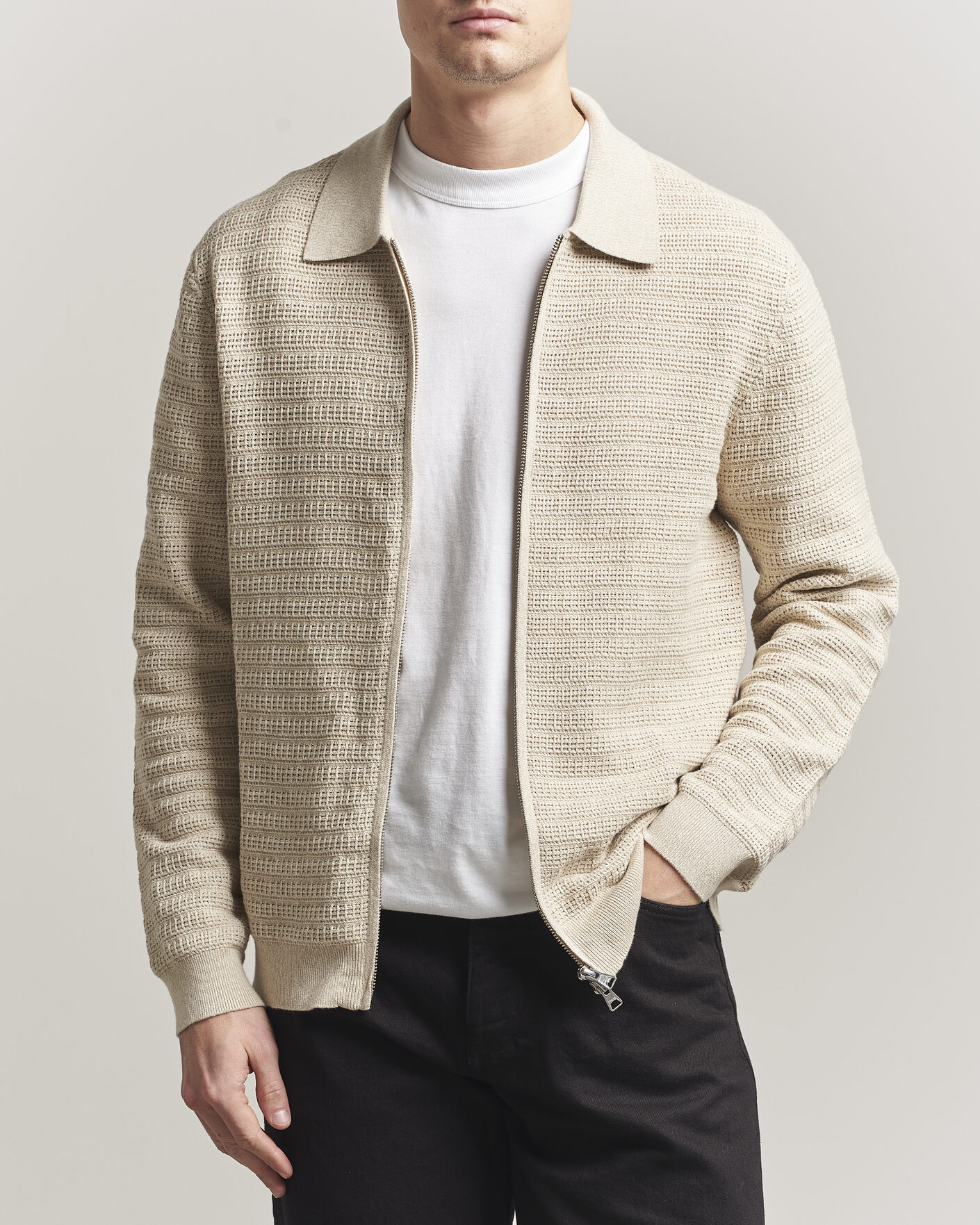 Herre | Trøjer | NN07 | Gustav Knitted Full Zip Ivory