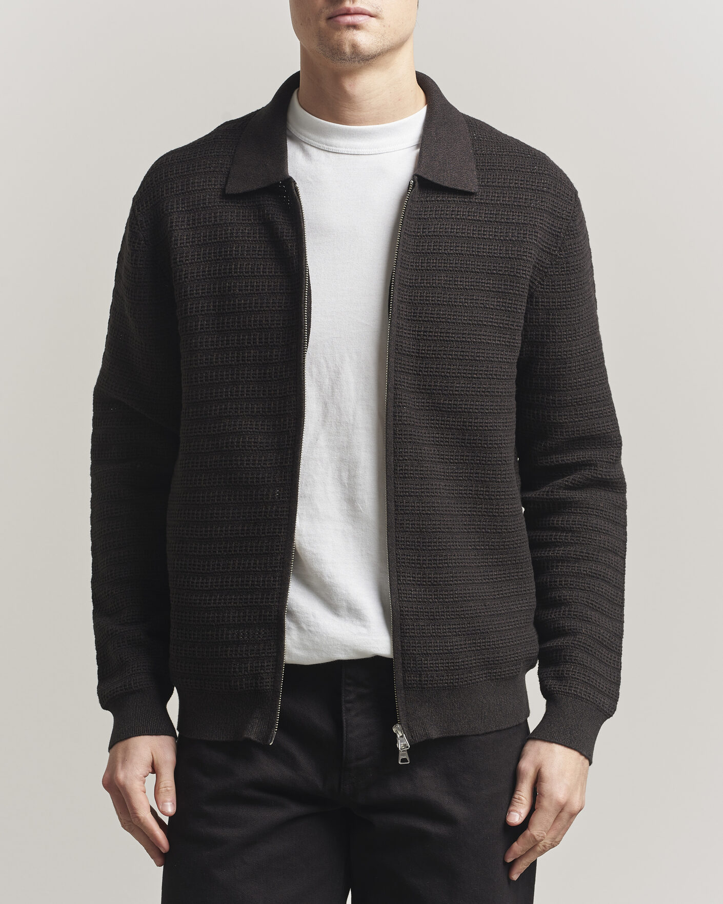Herre | Trøjer | NN07 | Gustav Knitted Full Zip Deep Truffle