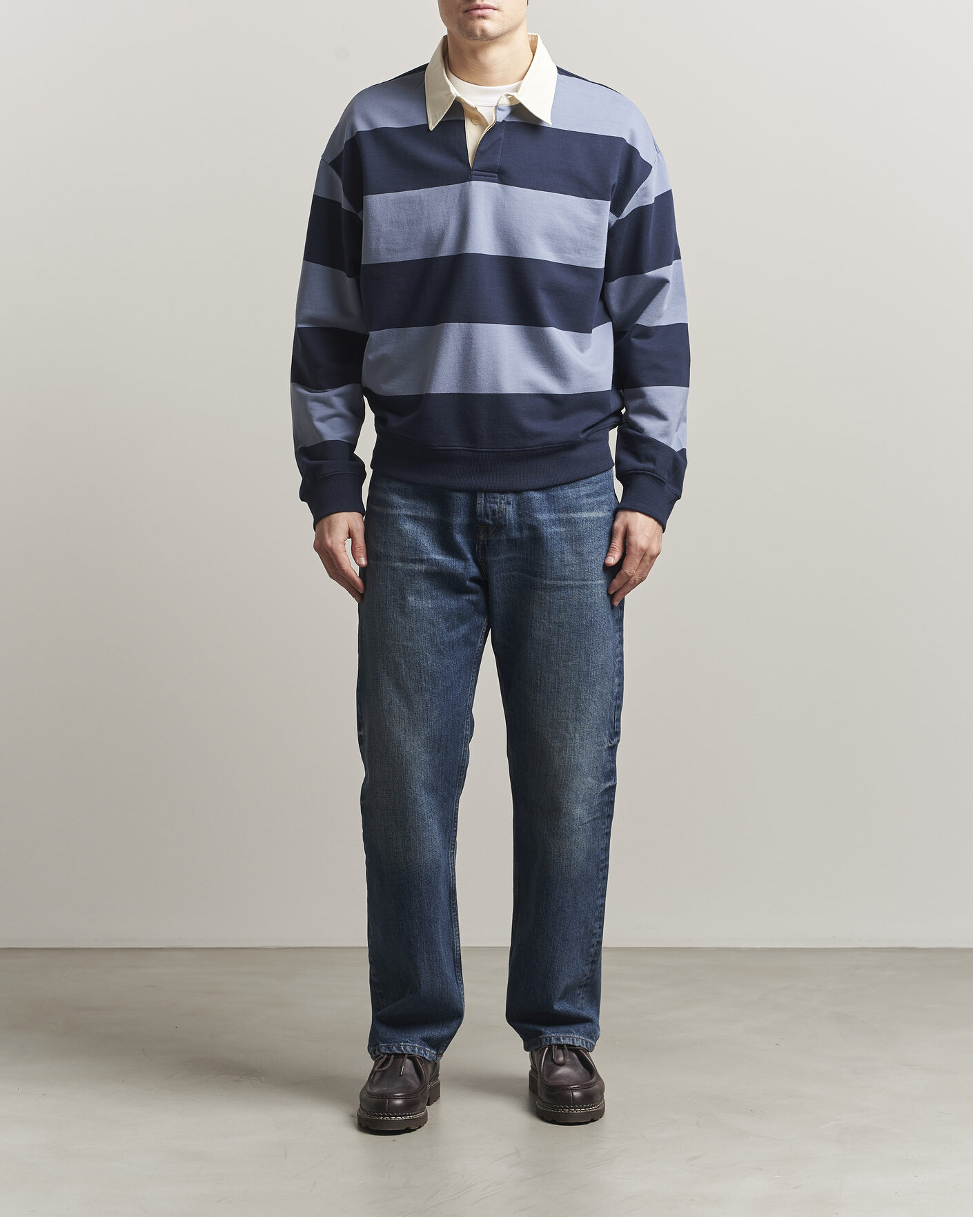 Herre | Trøjer | NN07 | David Rugby Sweater Blue Stripe