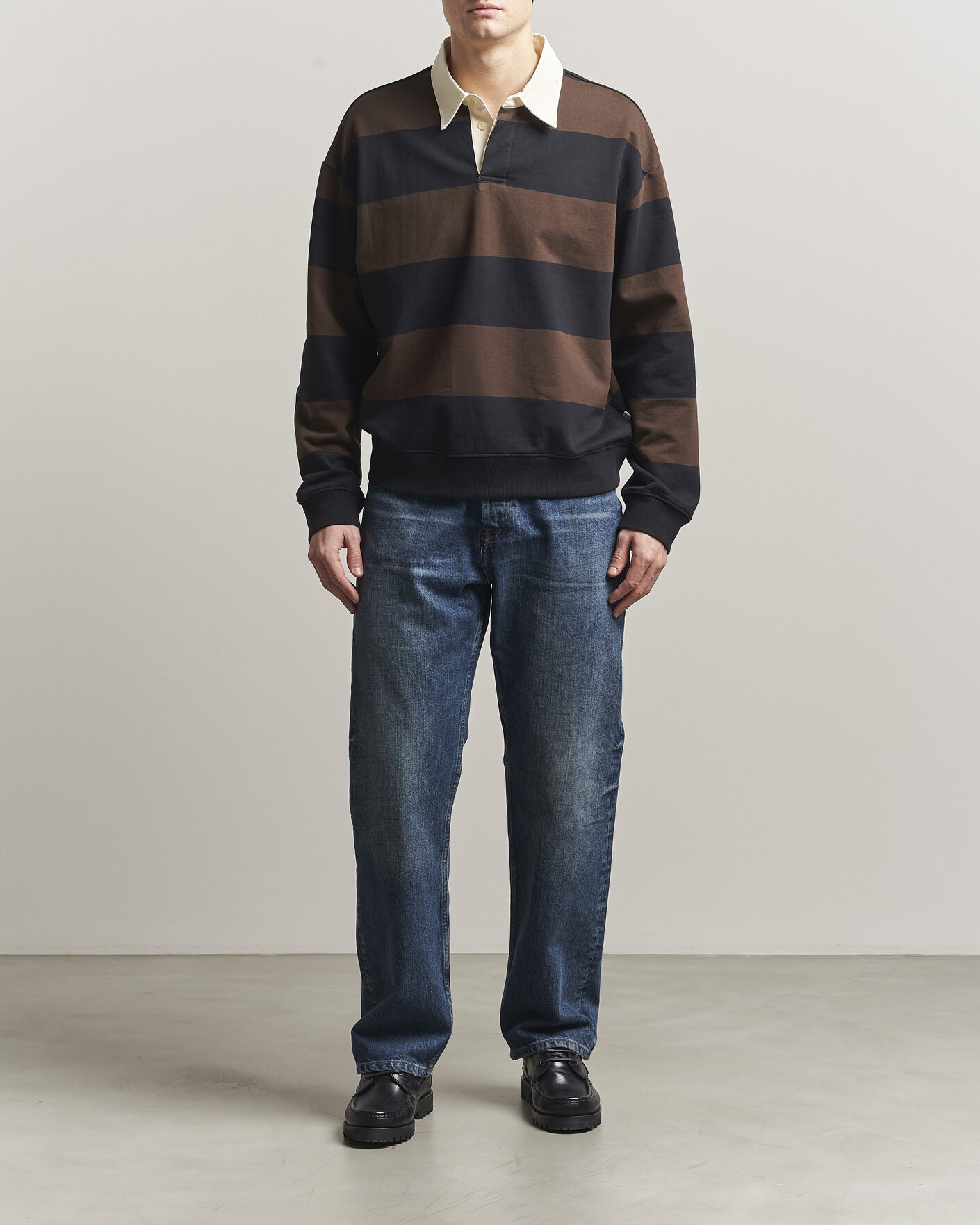 Herre | Trøjer | NN07 | David Rugby Sweater Brown Stripe