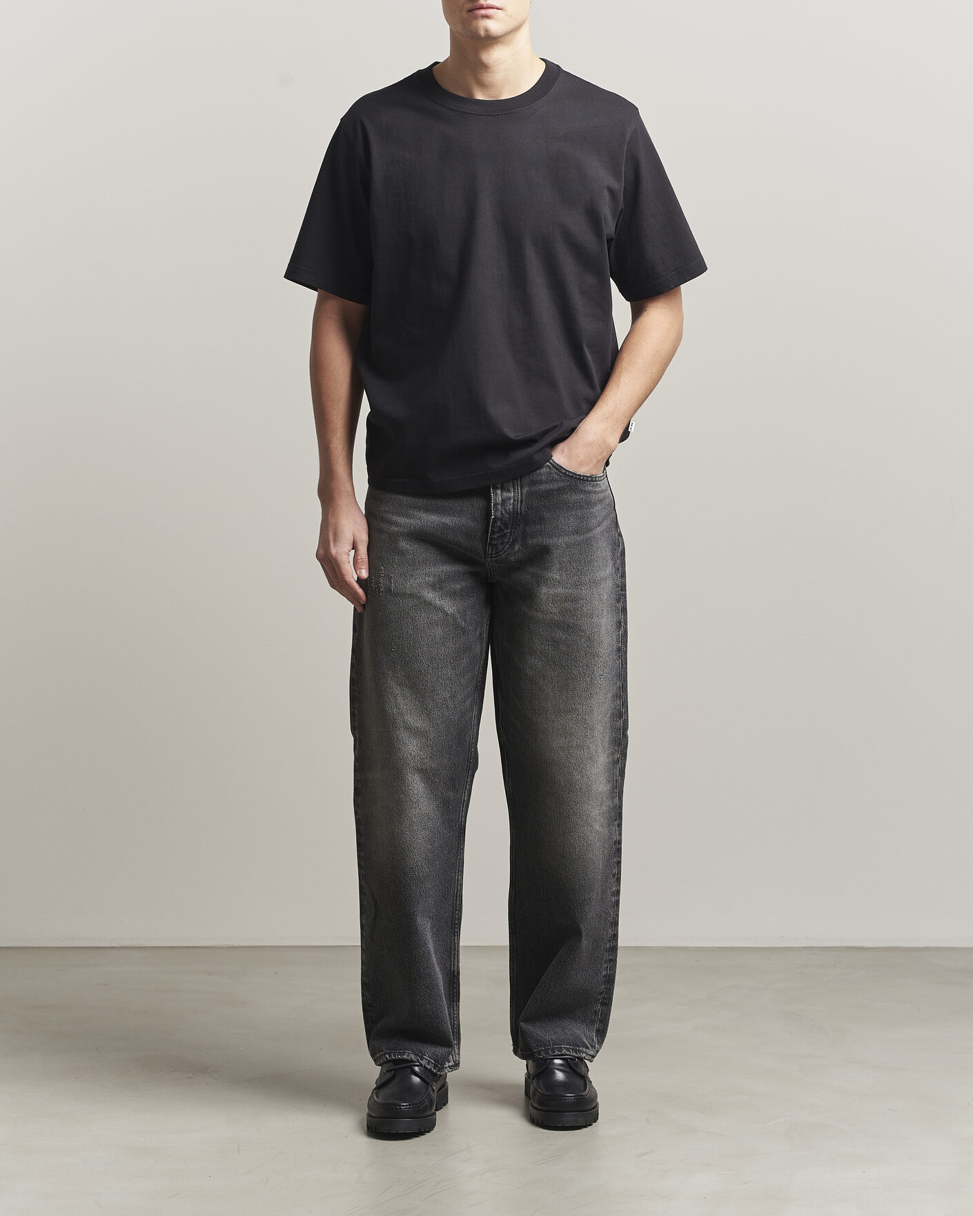 Herre | T-Shirts | NN07 | Jett Washed Crew Neck T-Shirt Black