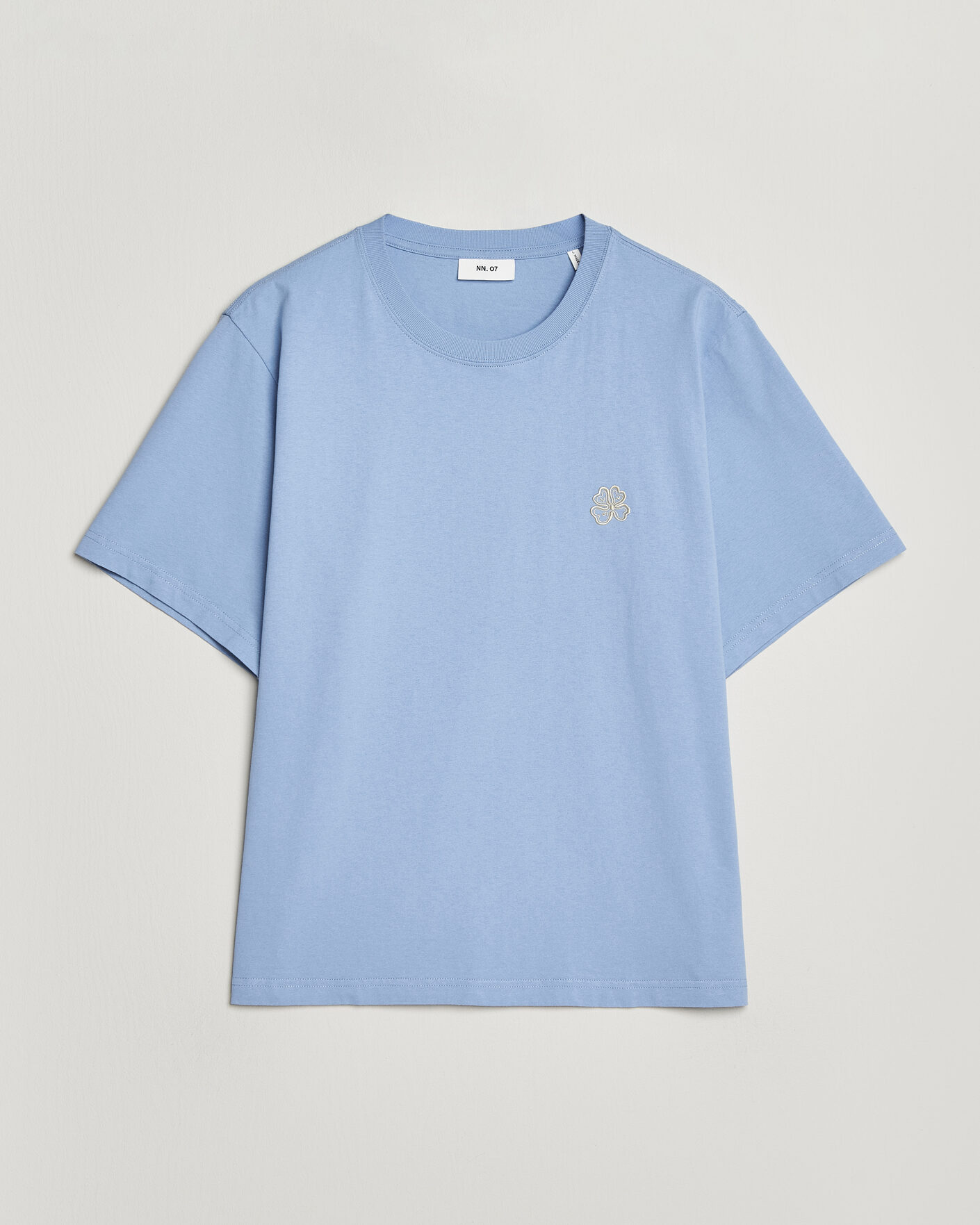 Herre | T-Shirts | NN07 | Jett Embroidered Crew Neck T-Shirt Cerulian Blue