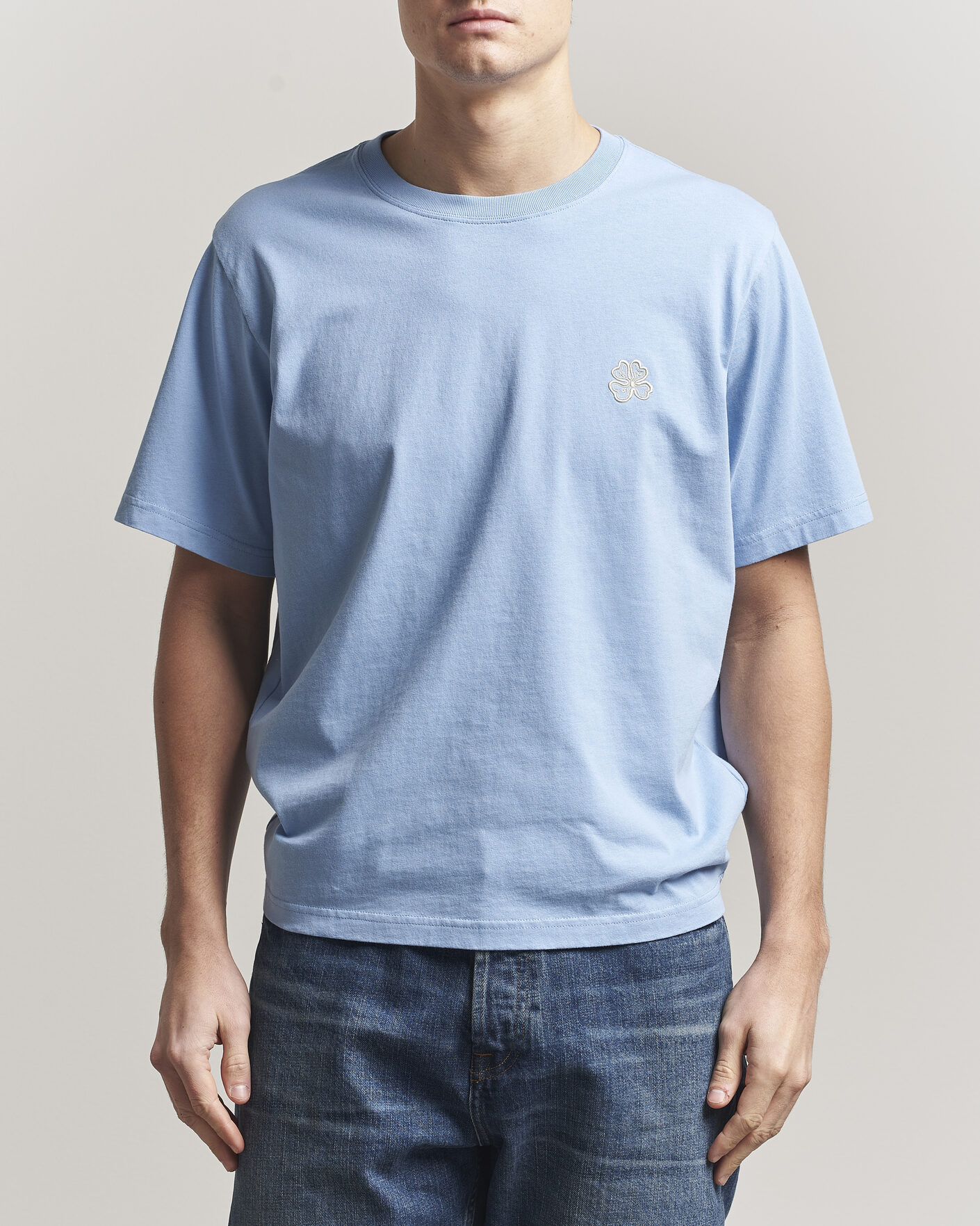 Herre | T-Shirts | NN07 | Jett Embroidered Crew Neck T-Shirt Cerulian Blue