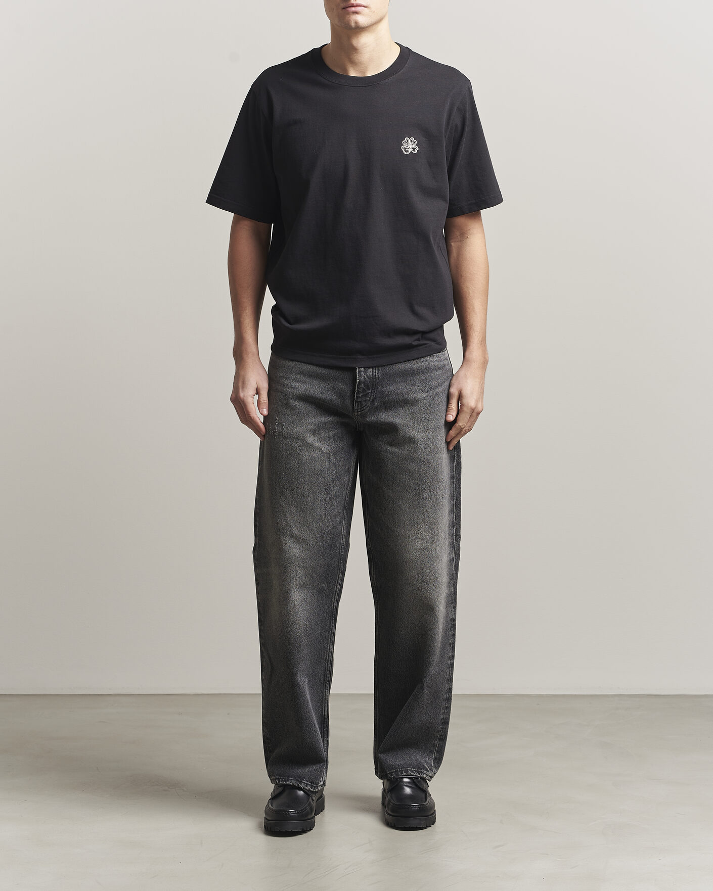 Herre | T-Shirts | NN07 | Jett Embroidered Crew Neck T-Shirt Black