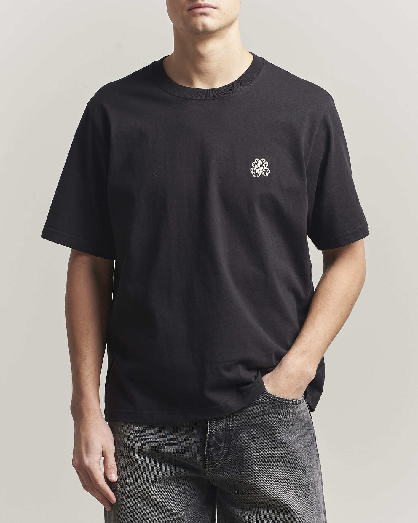 Herre | T-Shirts | NN07 | Jett Embroidered Crew Neck T-Shirt Black