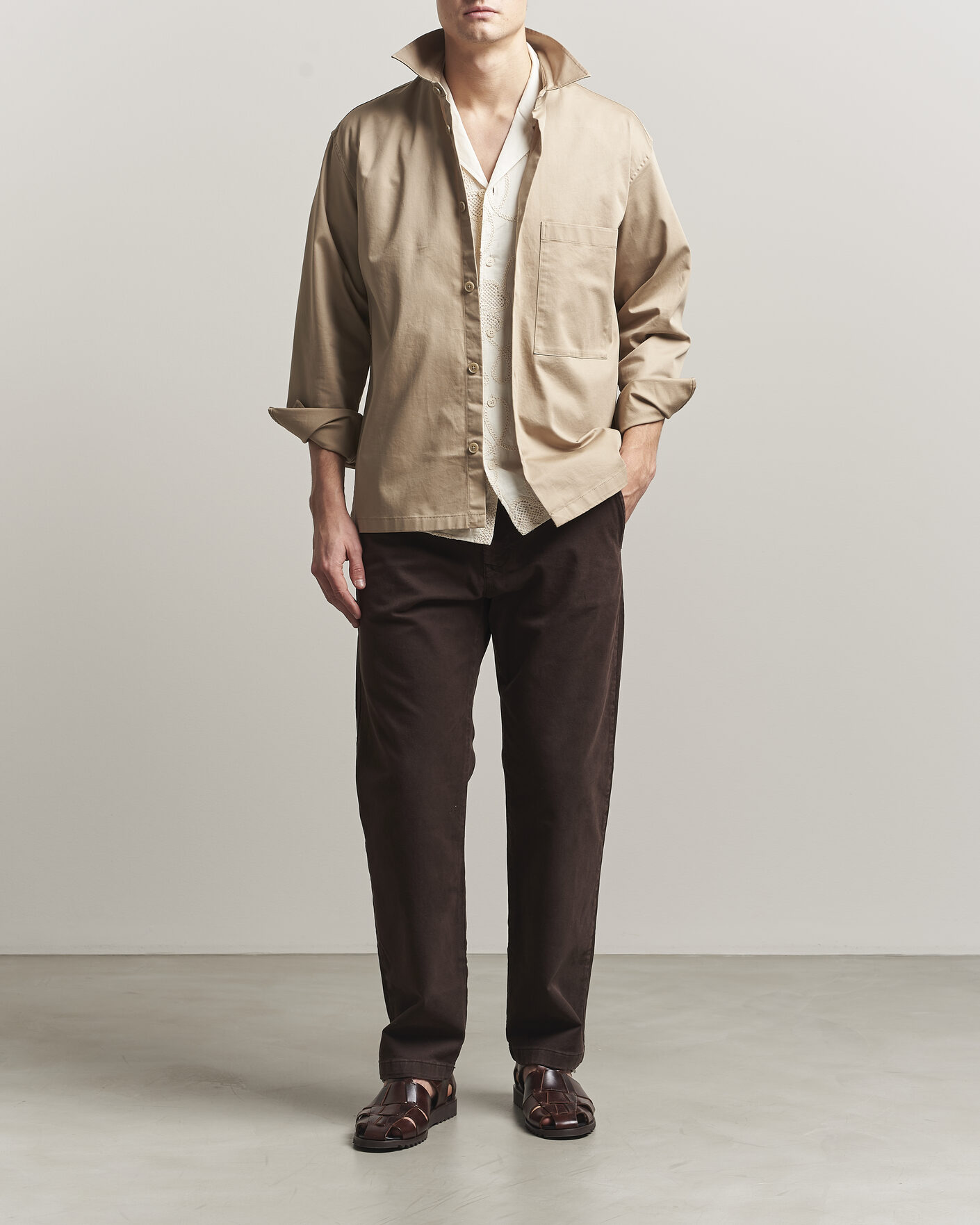 Herre | Skjorter | NN07 | Freddy Cotton Overshirt Desert Khaki