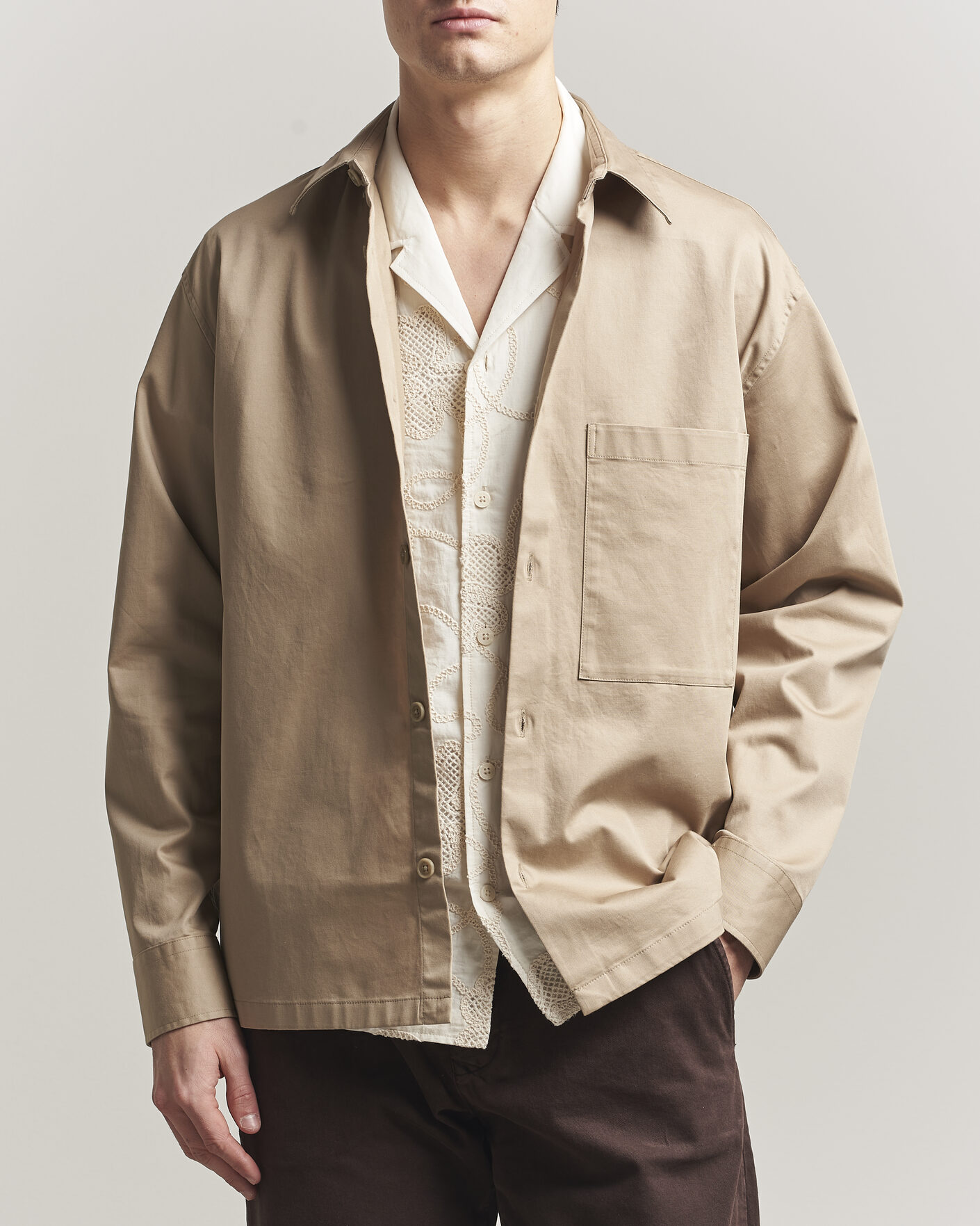 Herre | Skjorter | NN07 | Freddy Cotton Overshirt Desert Khaki