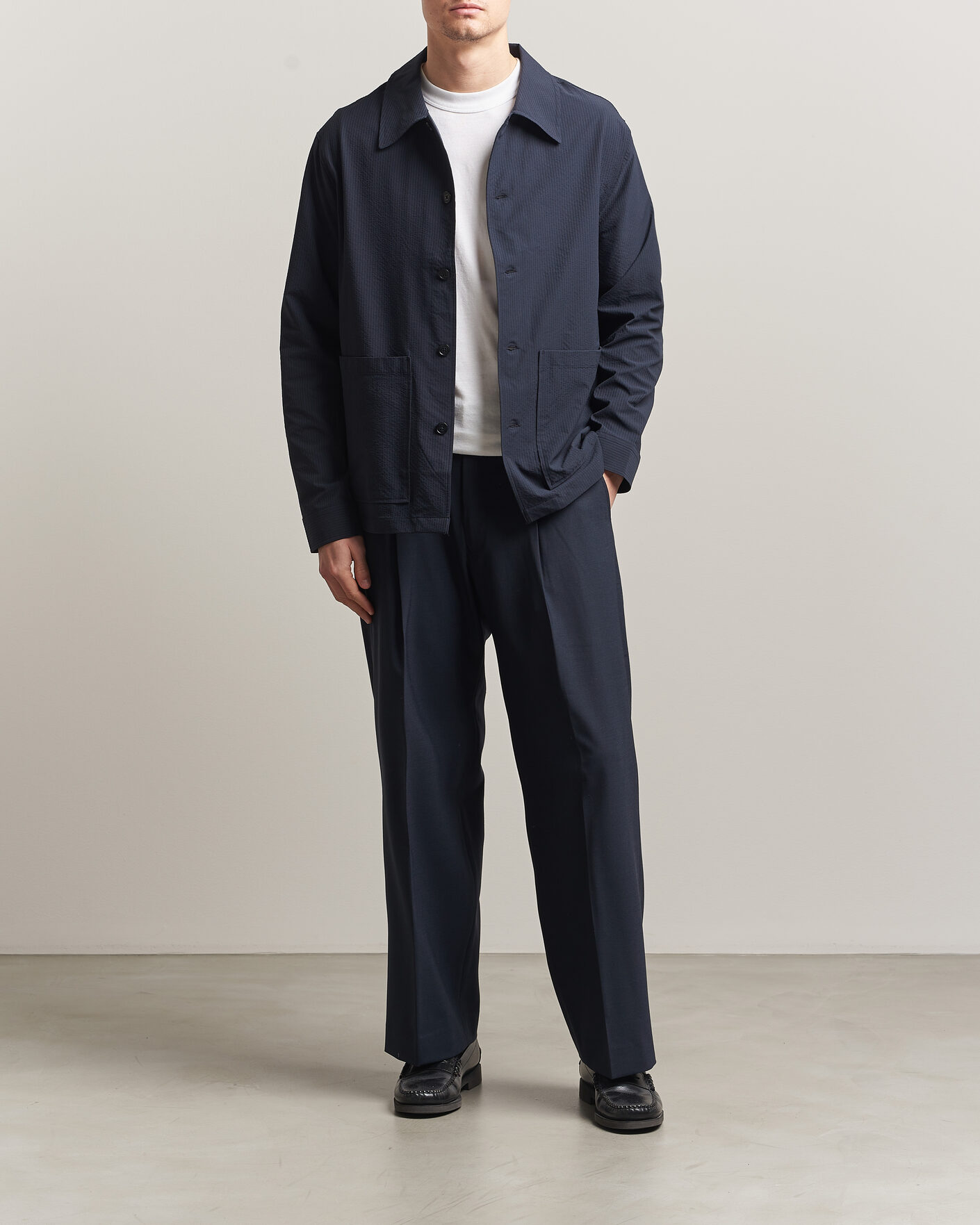 Herre | Skjorter | NN07 | Blaze Seersucker Overshirt Navy Blue
