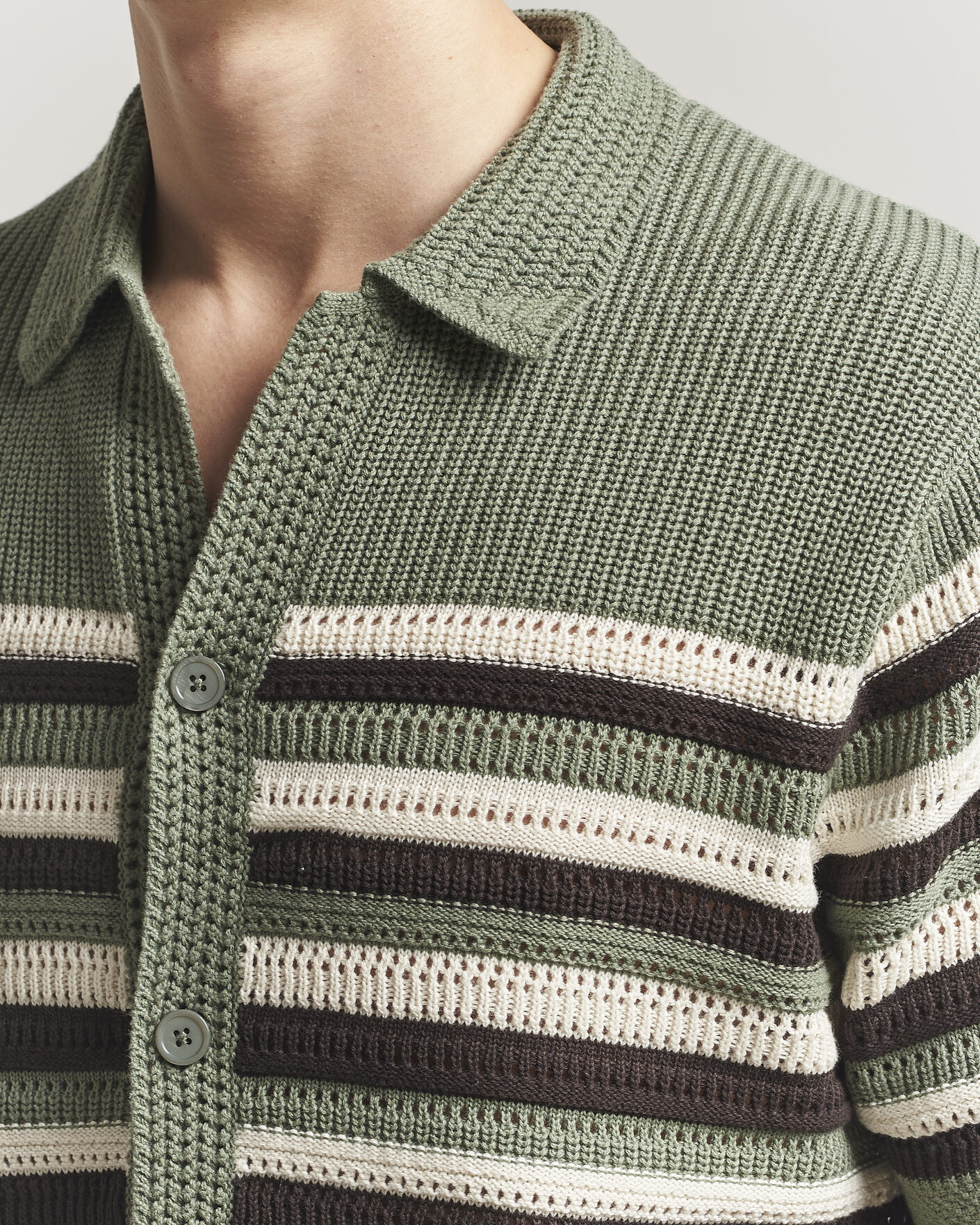 Herre | Skjorter | NN07 | Lars Knitted Short Sleeve Shirt Sea Spray Green