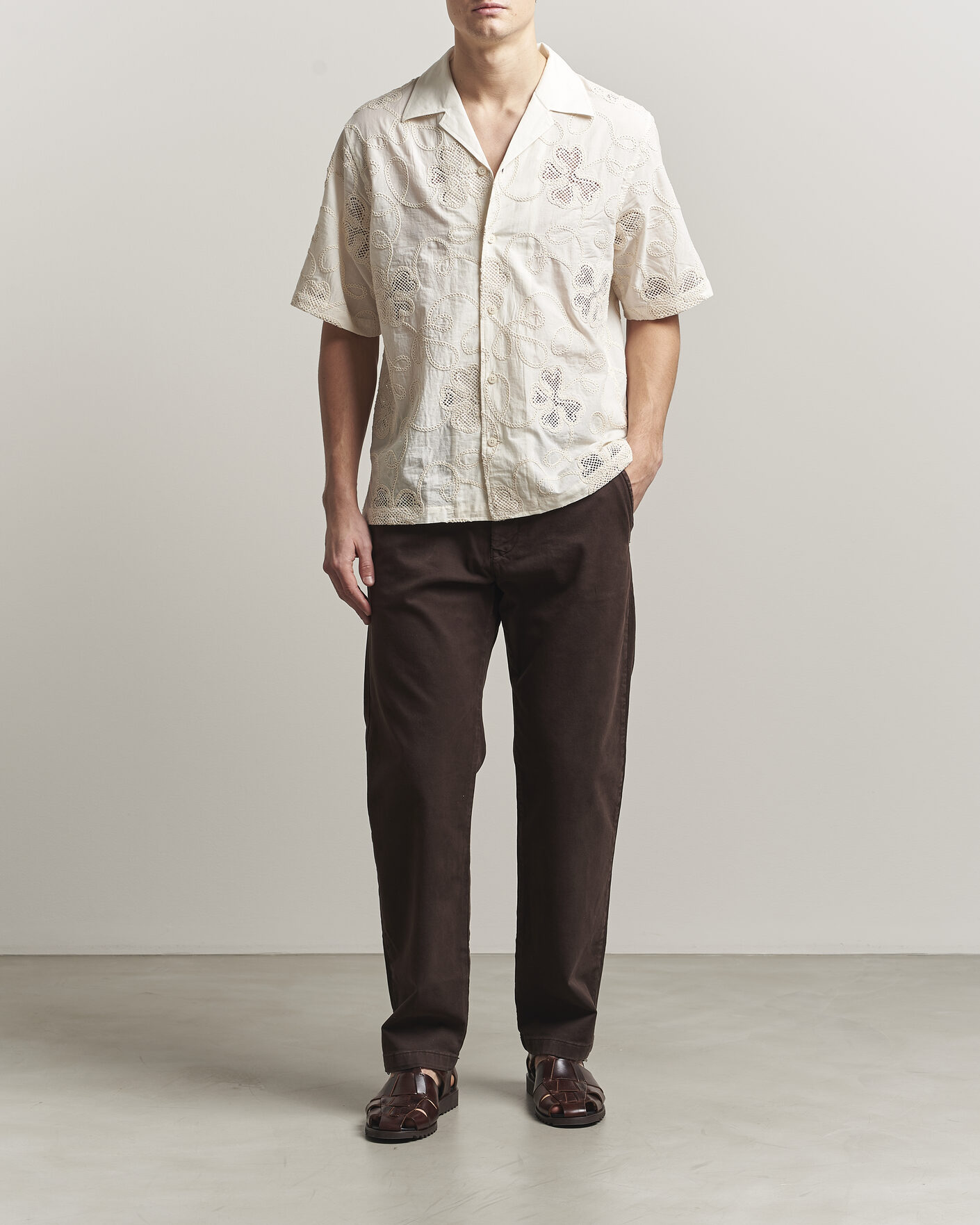 Herre | Skjorter | NN07 | Ben Flower Shirt Ivory
