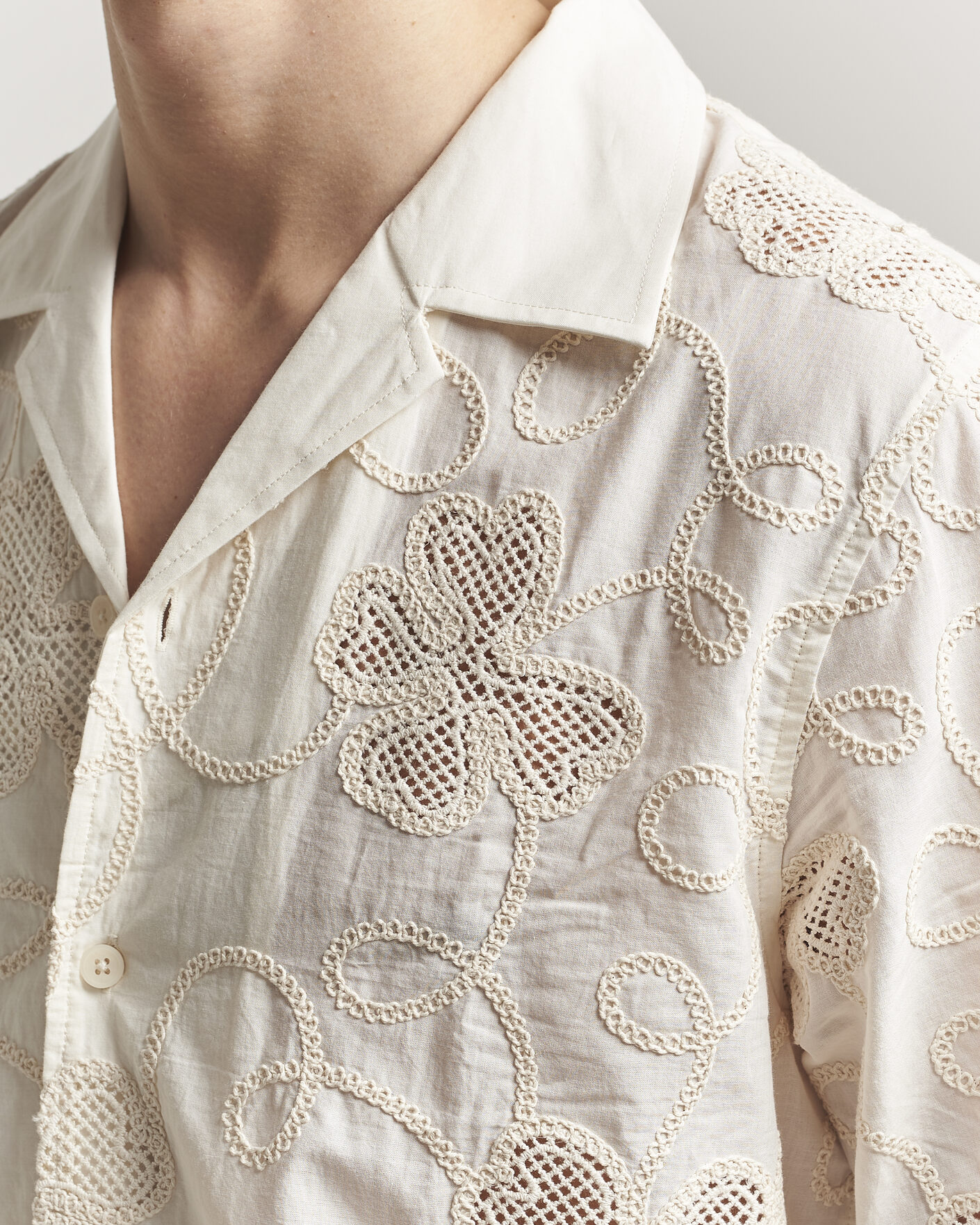 Herre | Skjorter | NN07 | Ben Flower Shirt Ivory