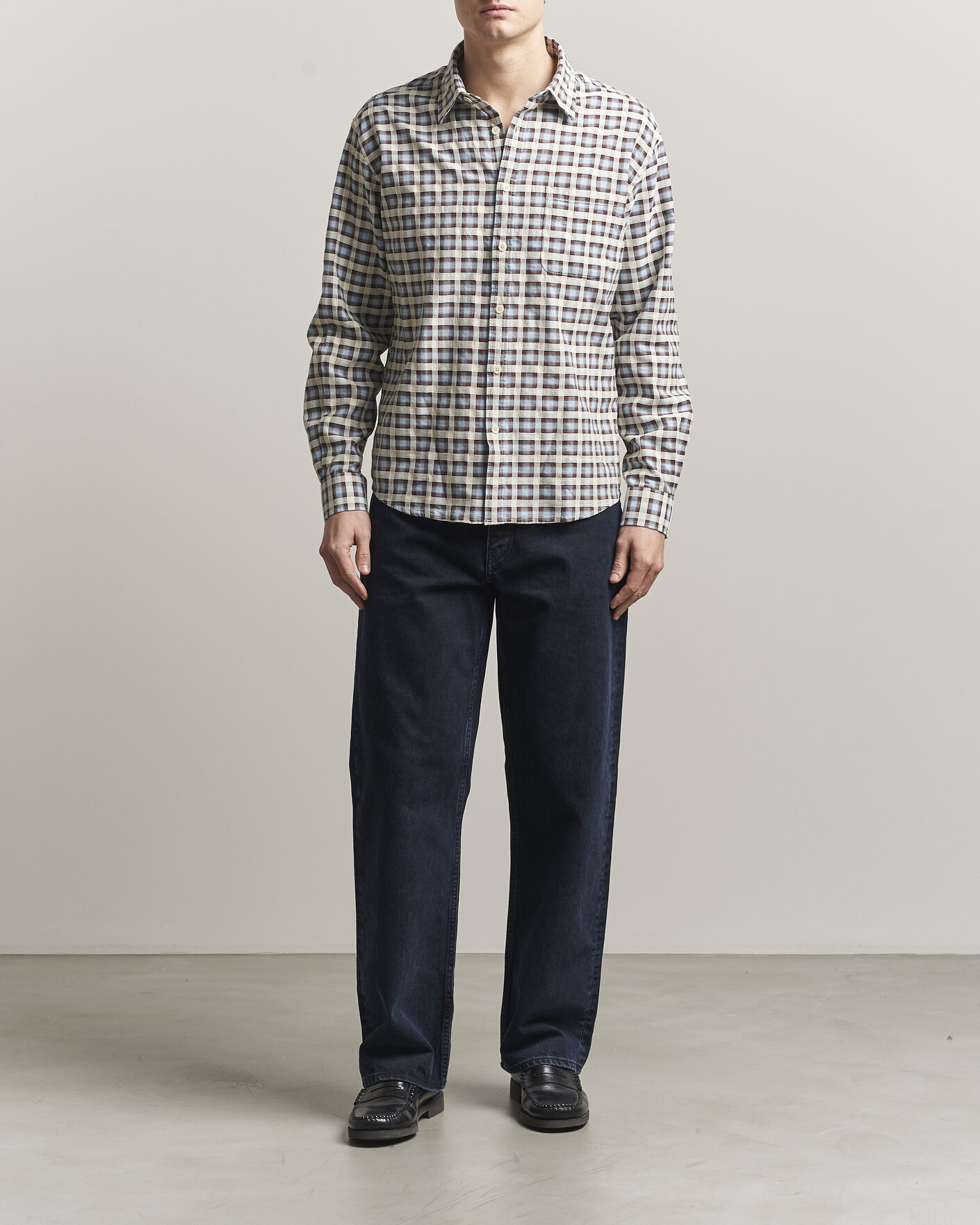 Herre | Skjorter | NN07 | Deon Checked Shirt Blue