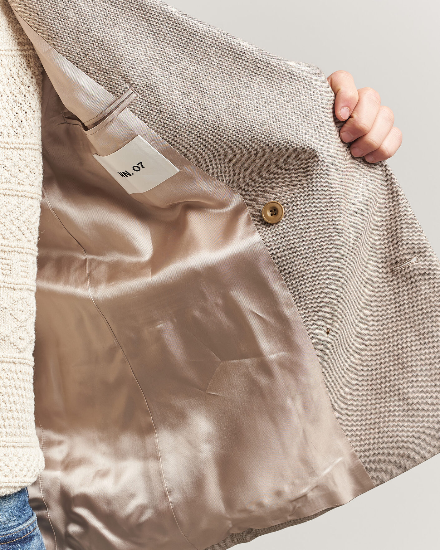 Herre | Blazere & jakker | NN07 | Jordin Linen/Wool Double Breasted Blazer Khaki Melange