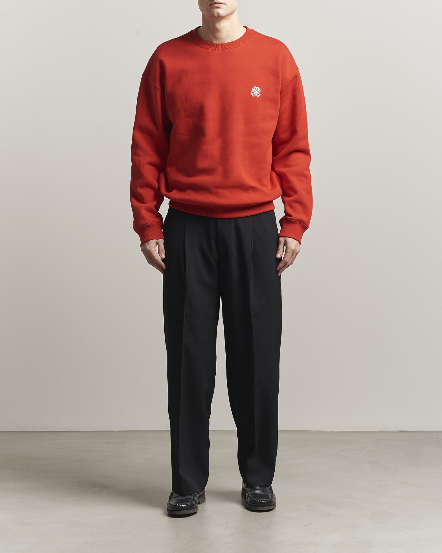 Herre | Trøjer | NN07 | David Embroidered Crew Neck Sweatshirt Chili Red