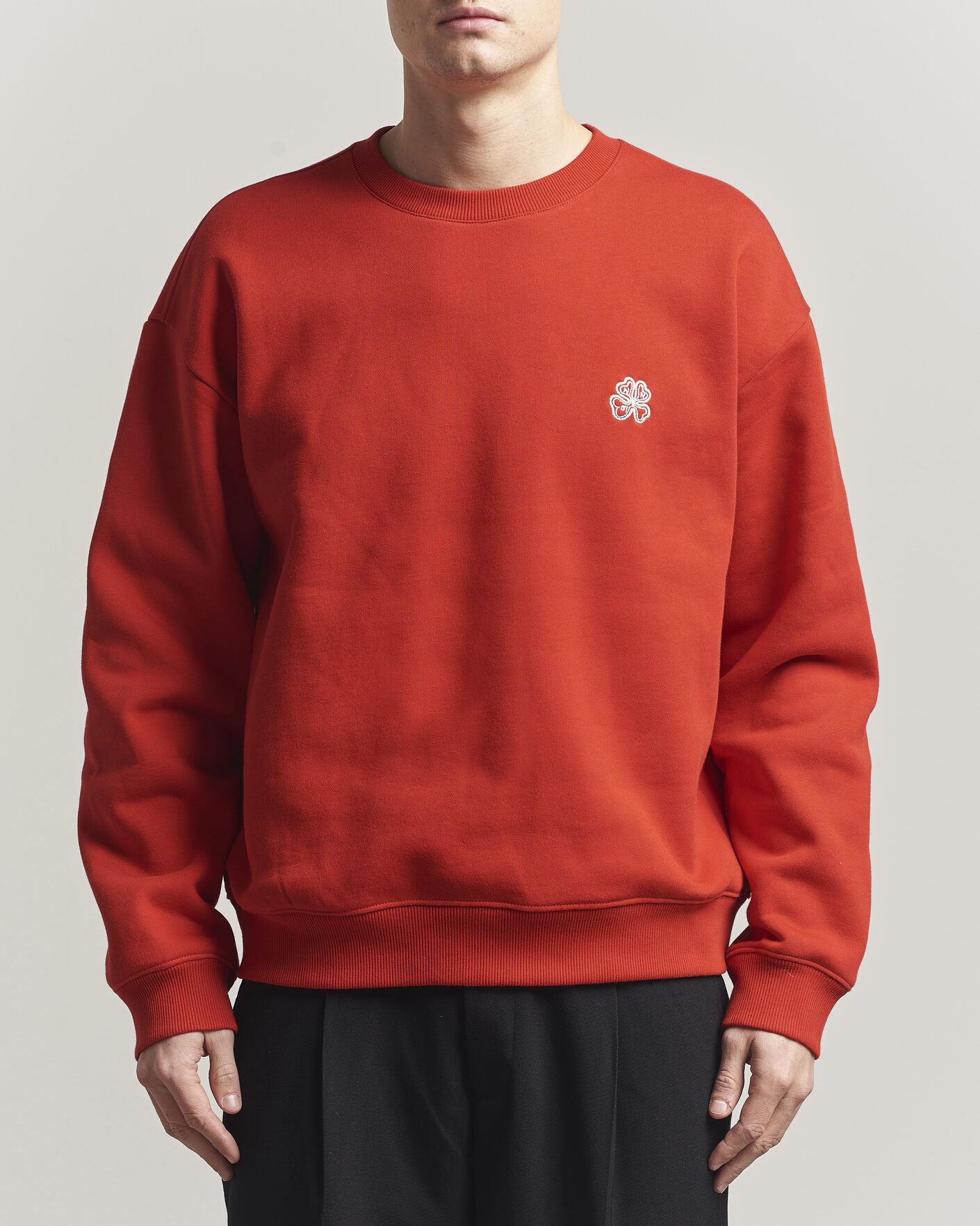 Herre | Trøjer | NN07 | David Embroidered Crew Neck Sweatshirt Chili Red