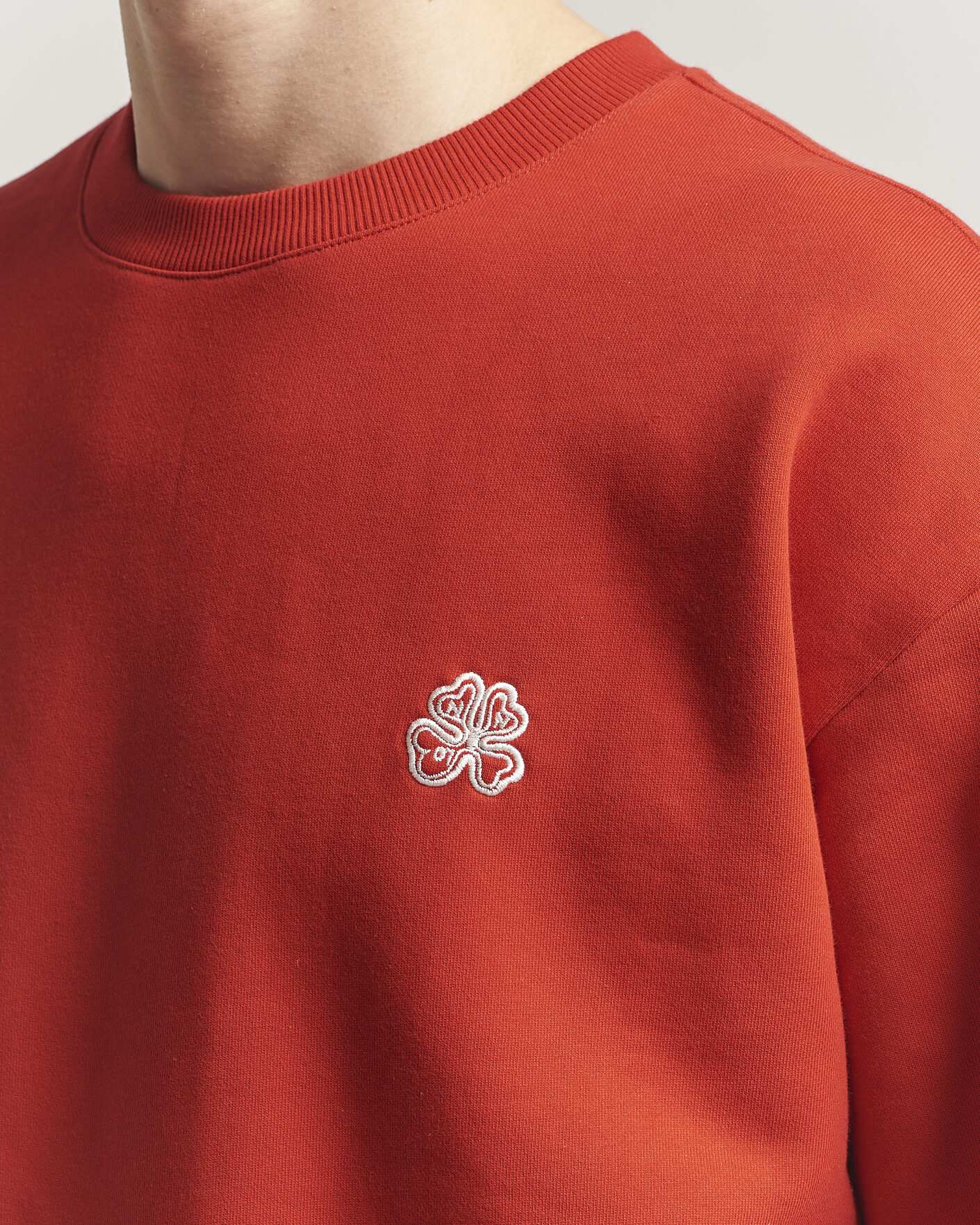 Herre | Trøjer | NN07 | David Embroidered Crew Neck Sweatshirt Chili Red