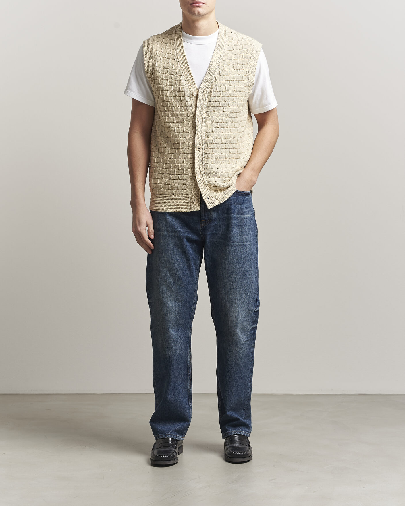 Herre | Trøjer | NN07 | Reece Knitted Vest Ecru