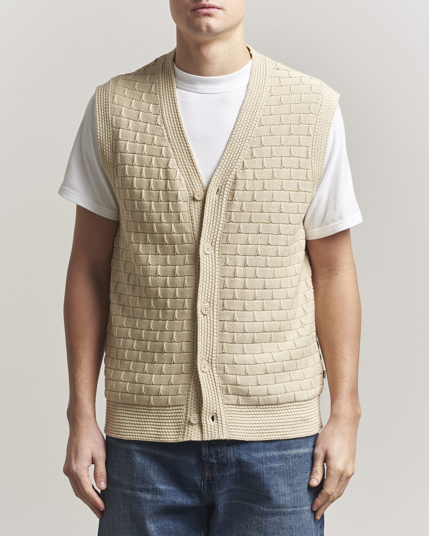 Herre | Trøjer | NN07 | Reece Knitted Vest Ecru