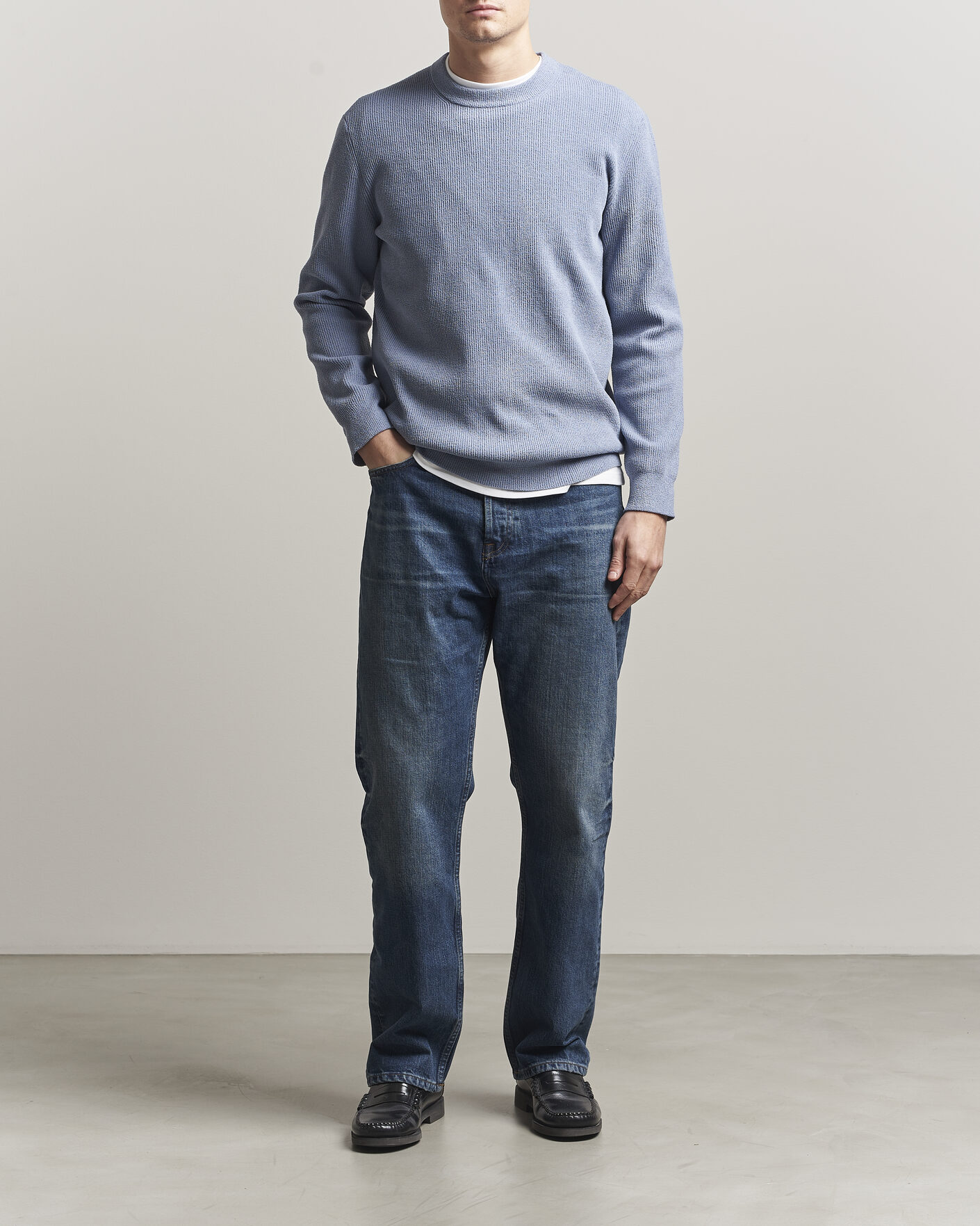 Herre | Trøjer | NN07 | Danny Knitted Sweater Stone Blue
