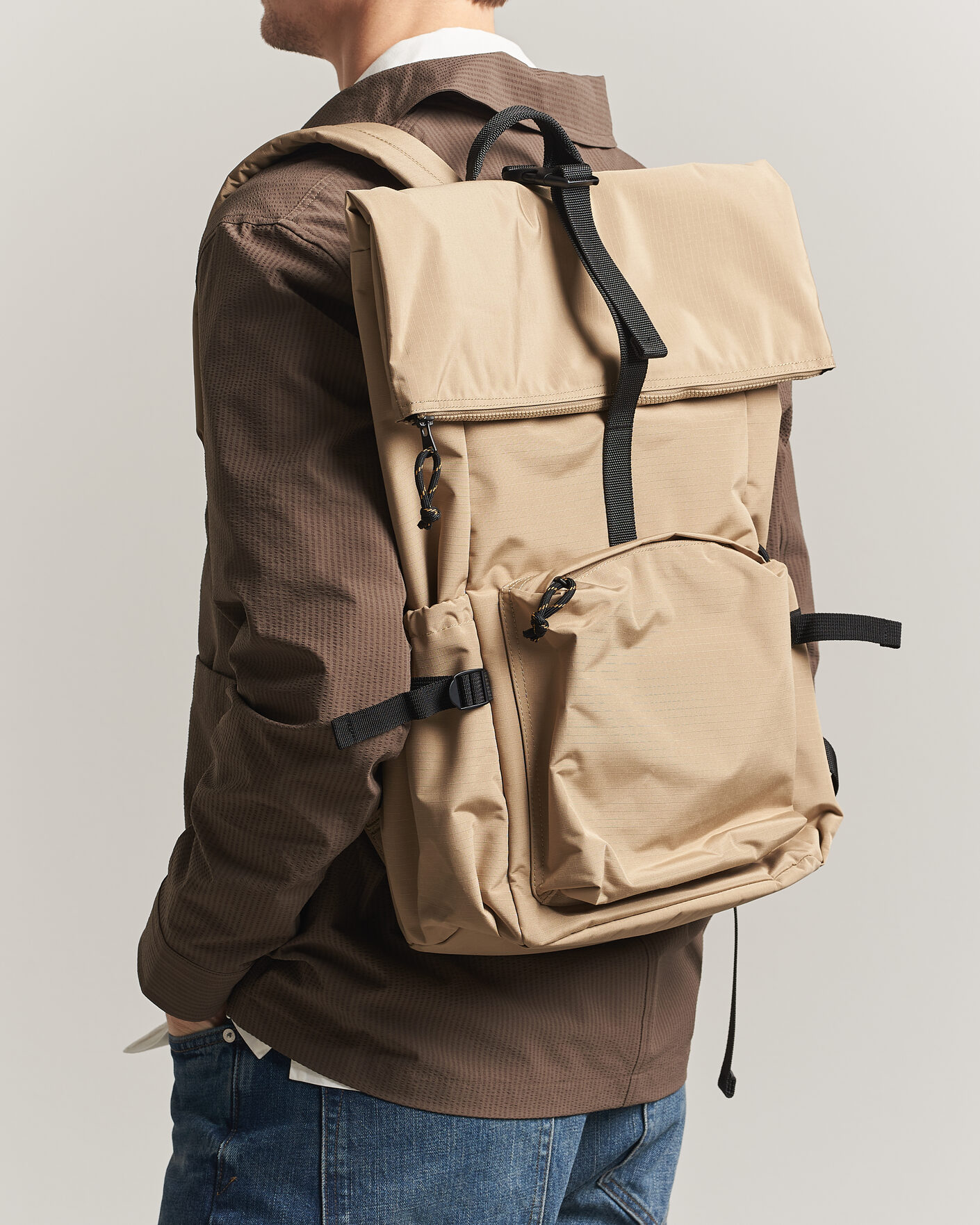 Herre | Tasker | NN07 | Nylon Ripstop Rolltop Backpack Desert Khaki