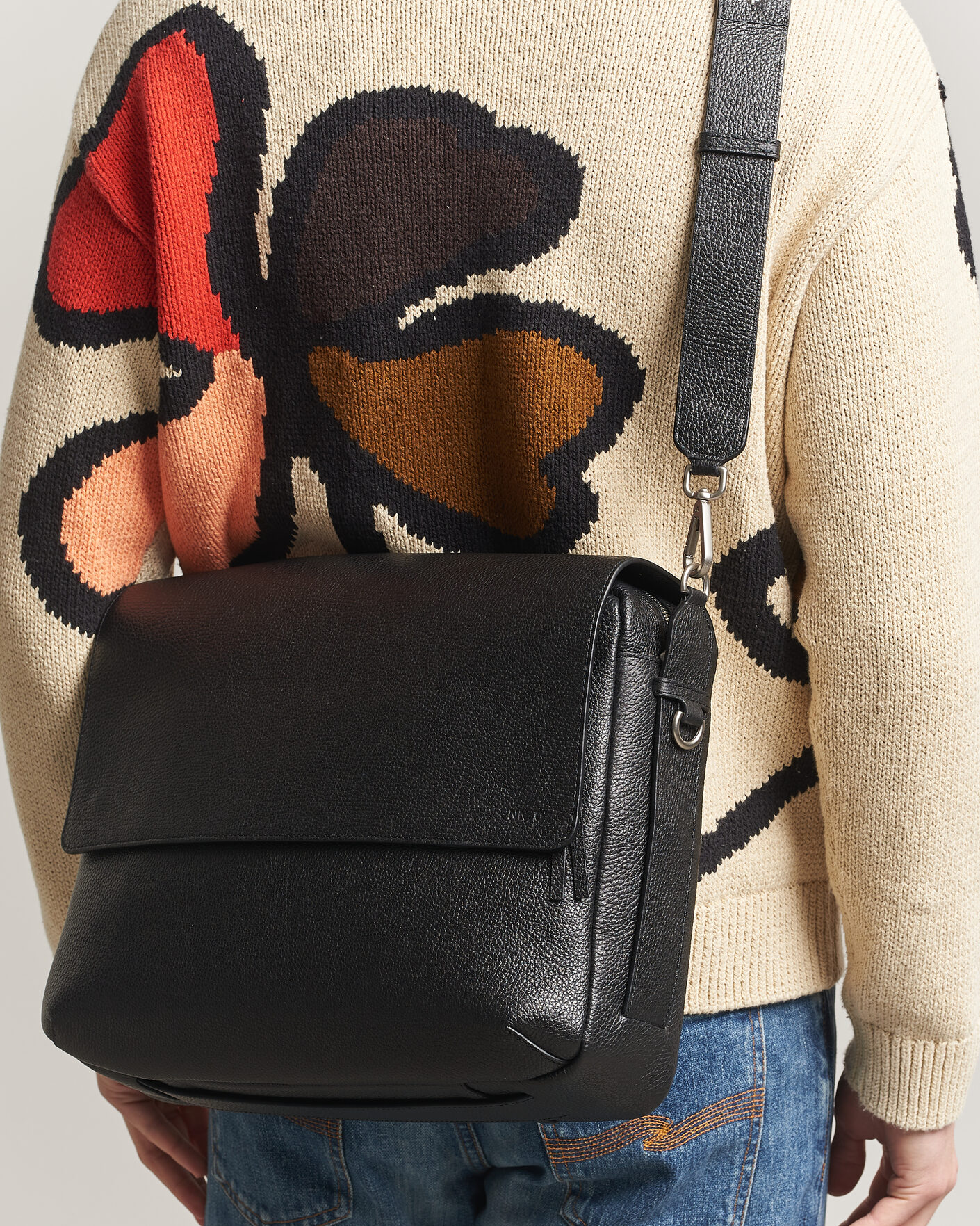 Herre | Tasker | NN07 | Port Satchel Grained Leather Briefcase Black