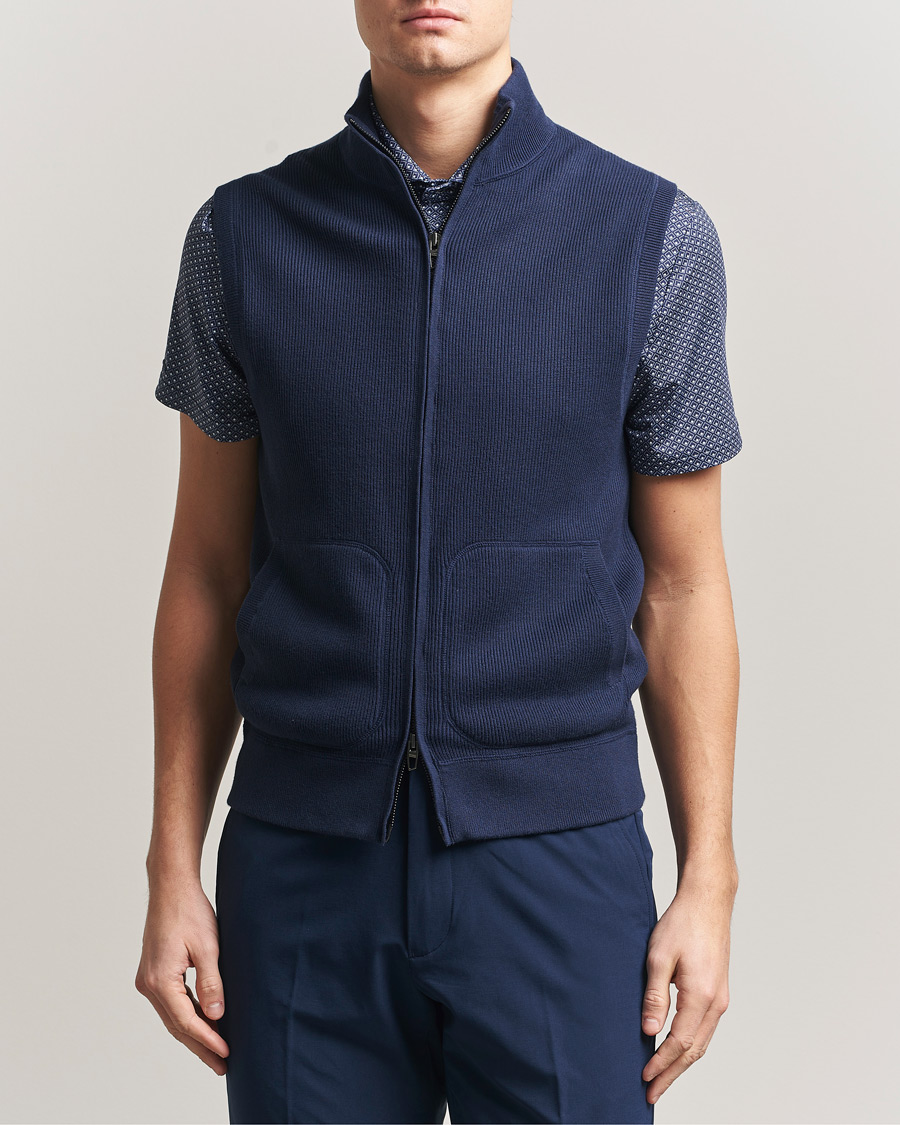 Herre | Veste | RLX Ralph Lauren | Cotton Coolmax Mockneck Vest Refined Navy