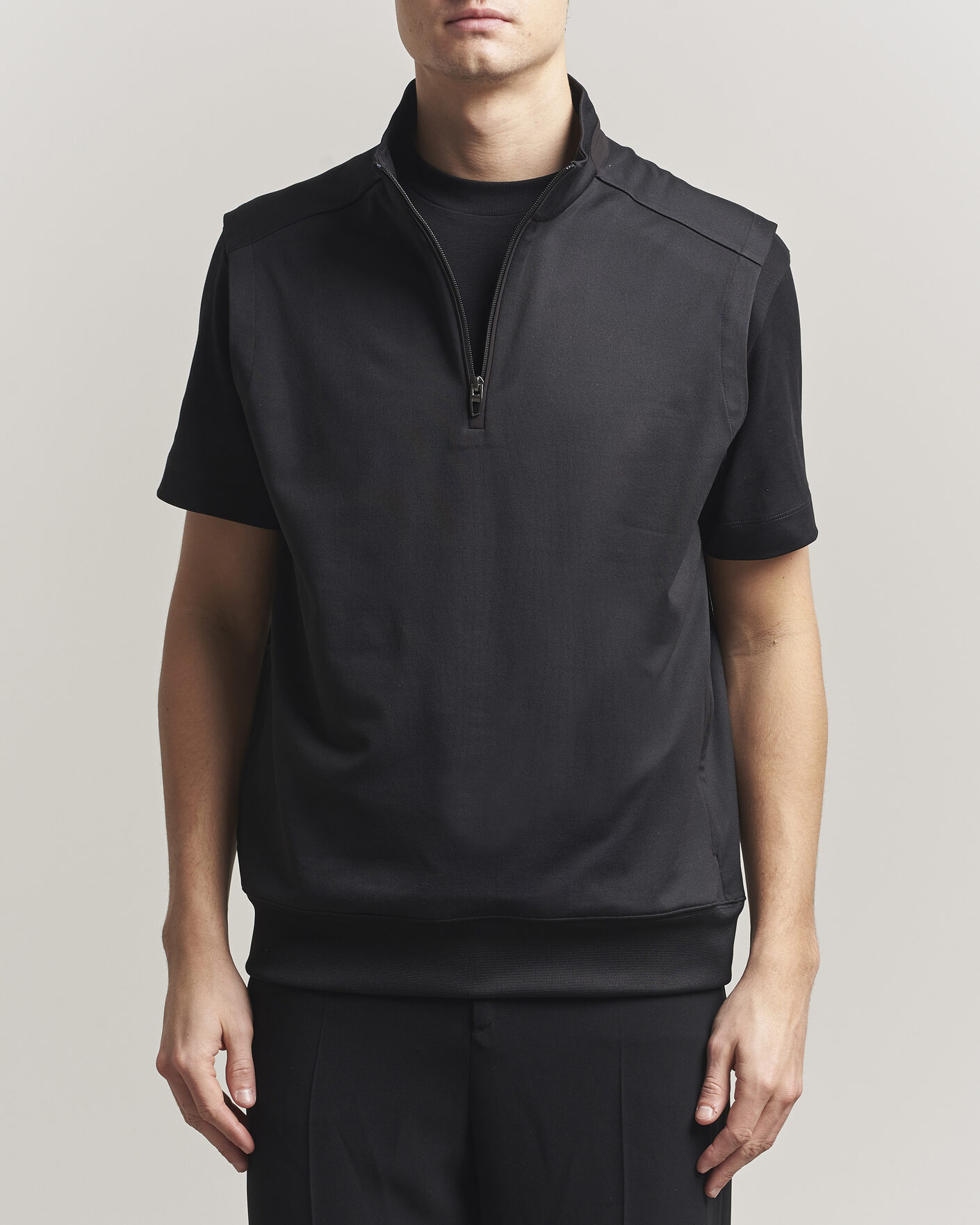 Herre | Veste | RLX Ralph Lauren | Half-Zip Luxury Jersey Vest Polo Black