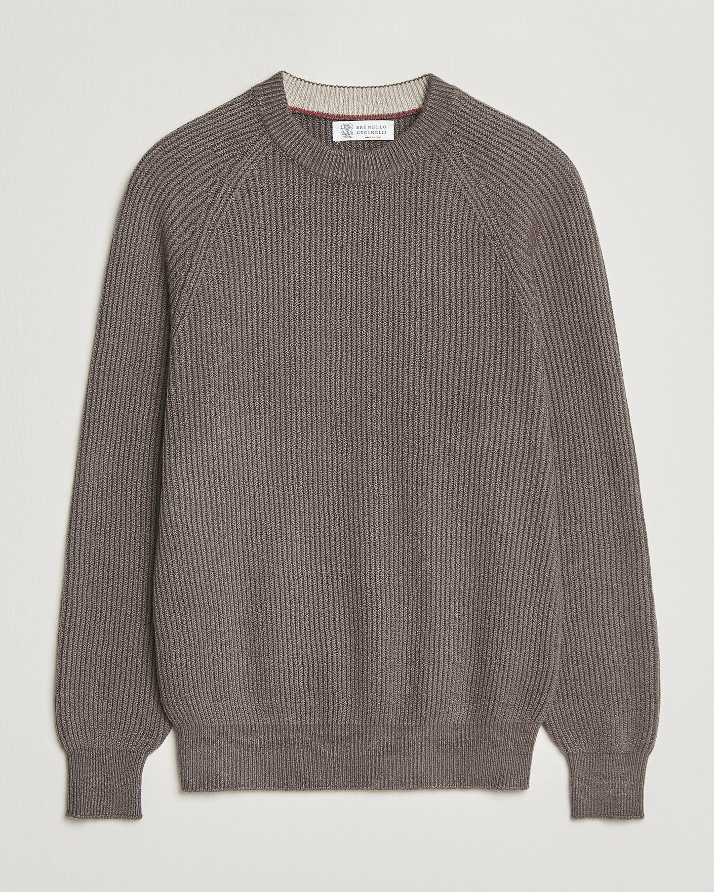 Herre | Trøjer | Brunello Cucinelli | Heavy Cotton Rib Sweater Light Brown
