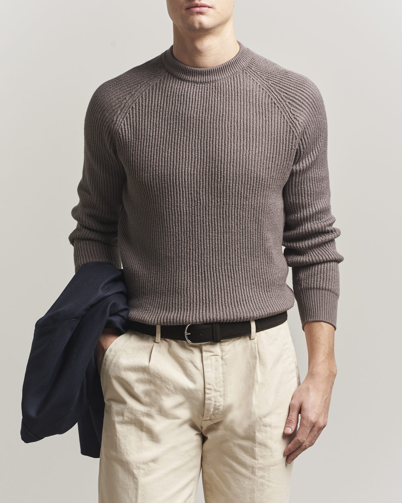 Herre | Trøjer | Brunello Cucinelli | Heavy Cotton Rib Sweater Light Brown