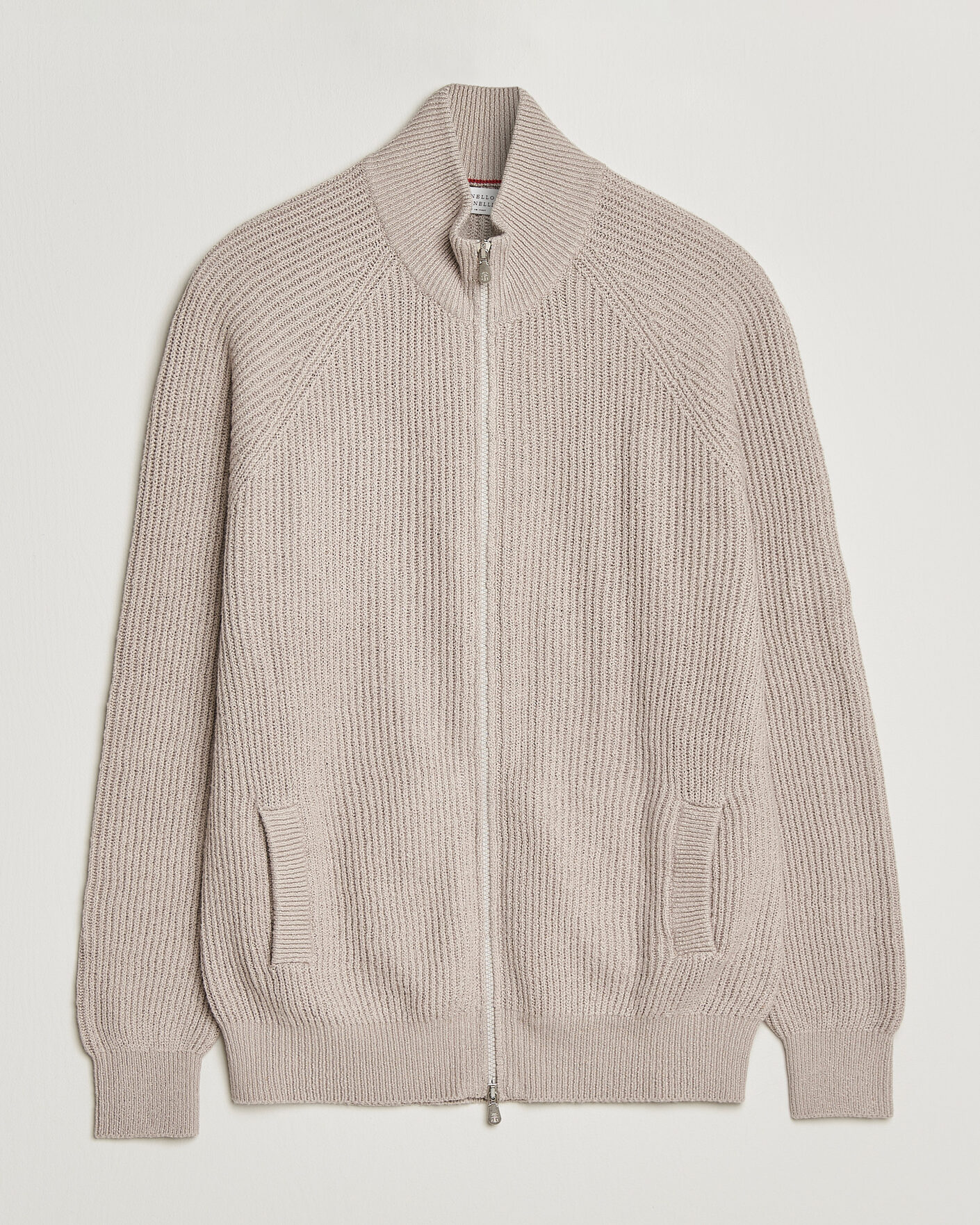 Herre | Trøjer | Brunello Cucinelli | Heavy Cotton Rib Zip Cardigan Beige