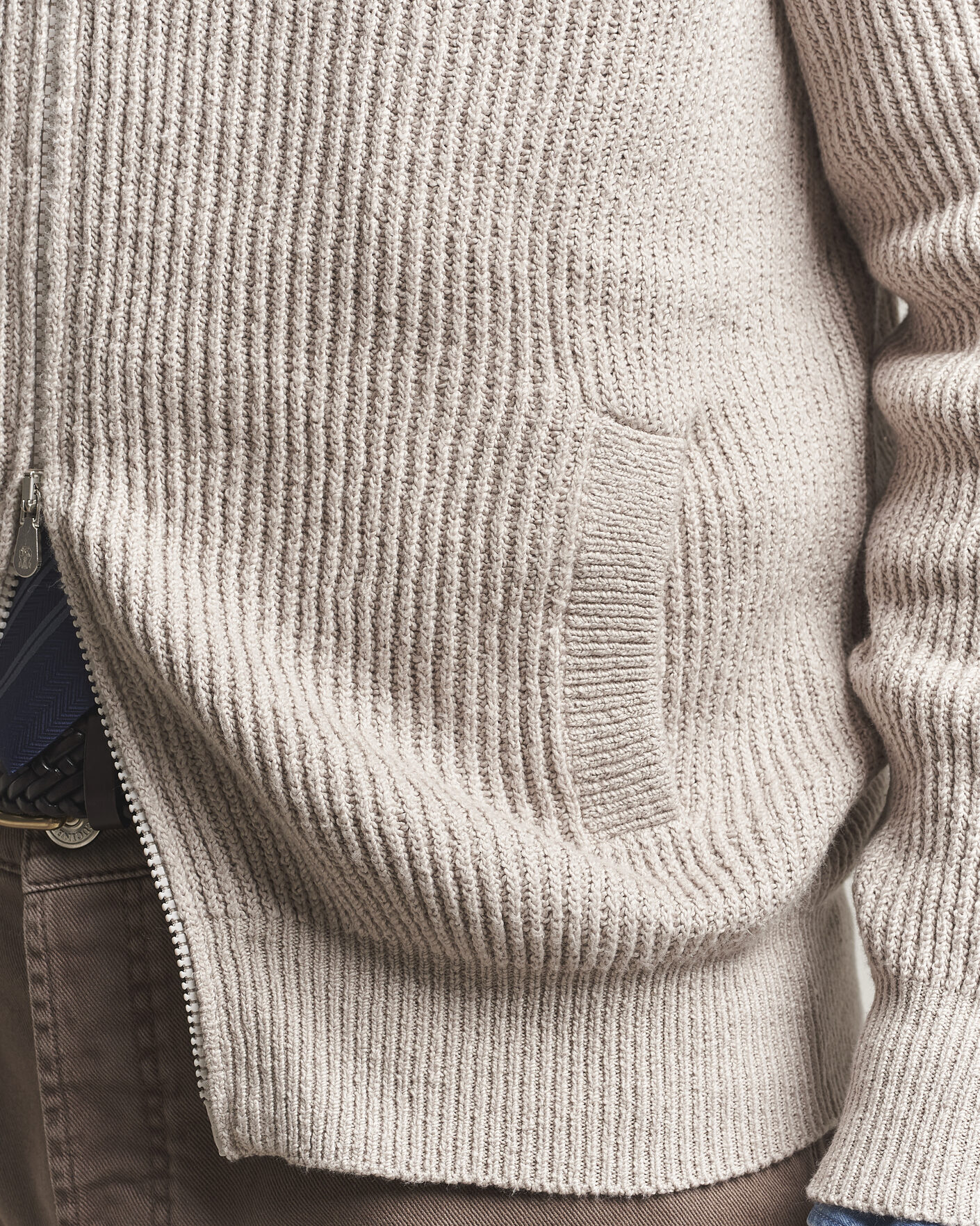 Herre | Trøjer | Brunello Cucinelli | Heavy Cotton Rib Zip Cardigan Beige