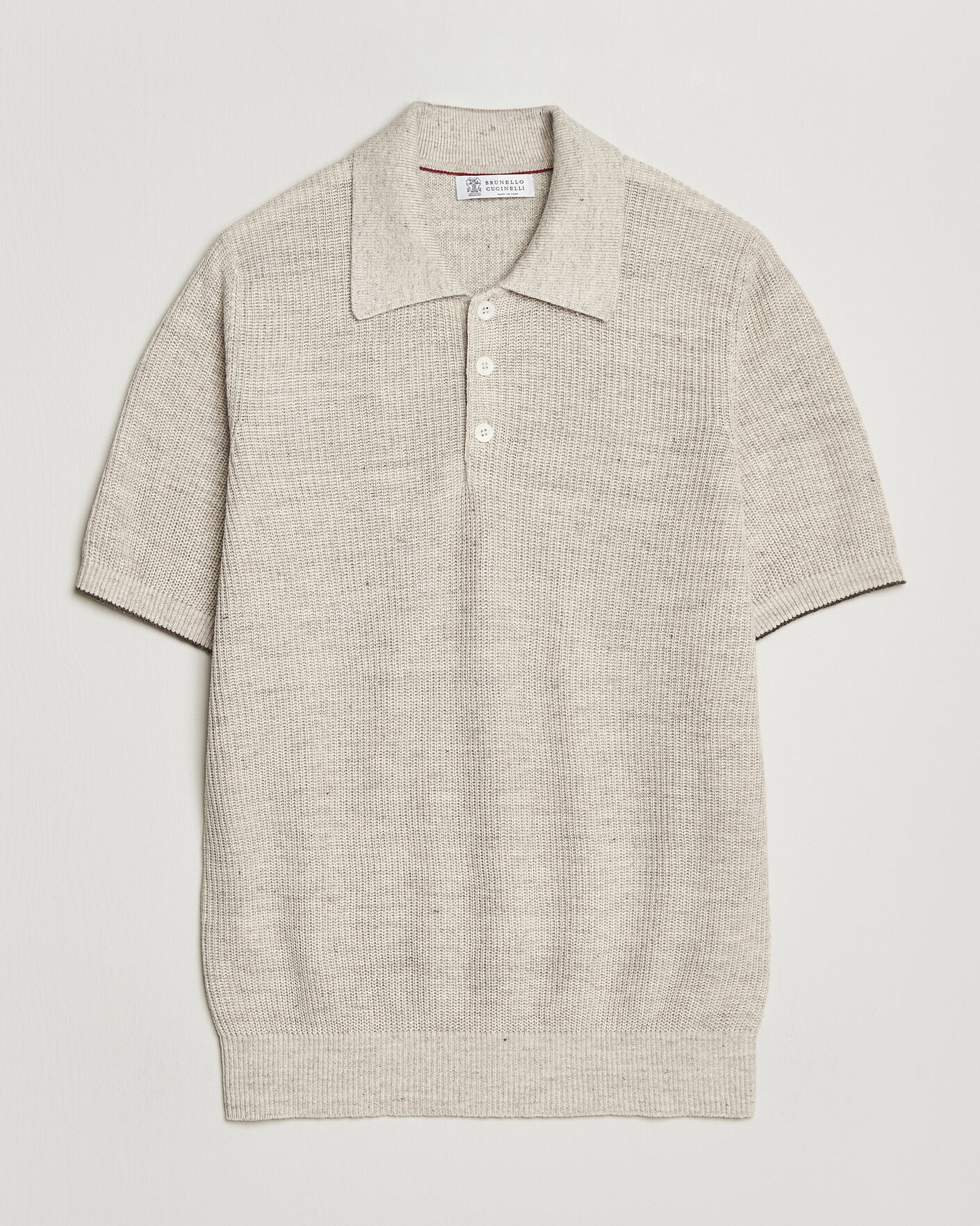 Herre | Polotrøjer | Brunello Cucinelli | Linen Rib Knitted Polo Light Beige