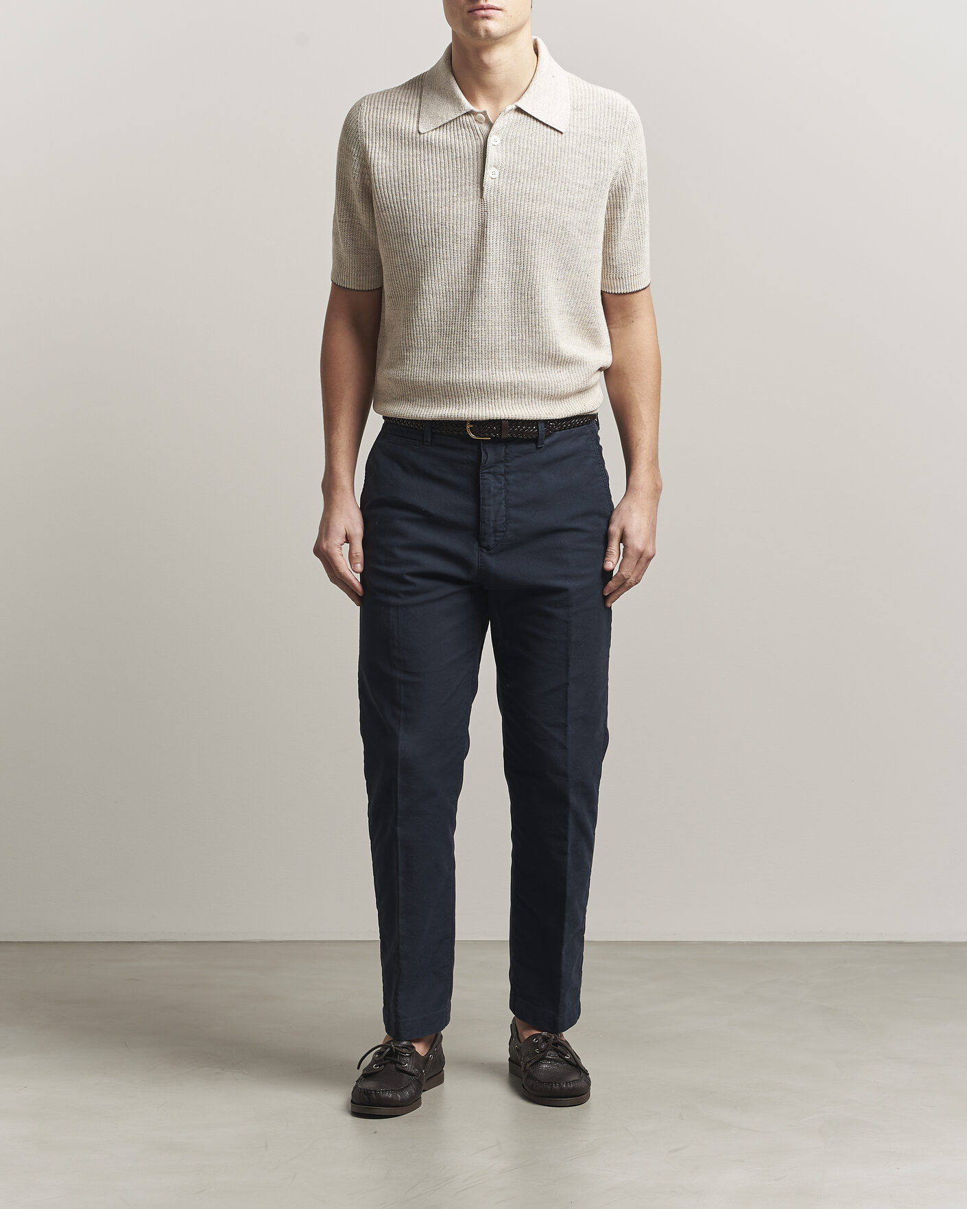 Herre | Polotrøjer | Brunello Cucinelli | Linen Rib Knitted Polo Light Beige