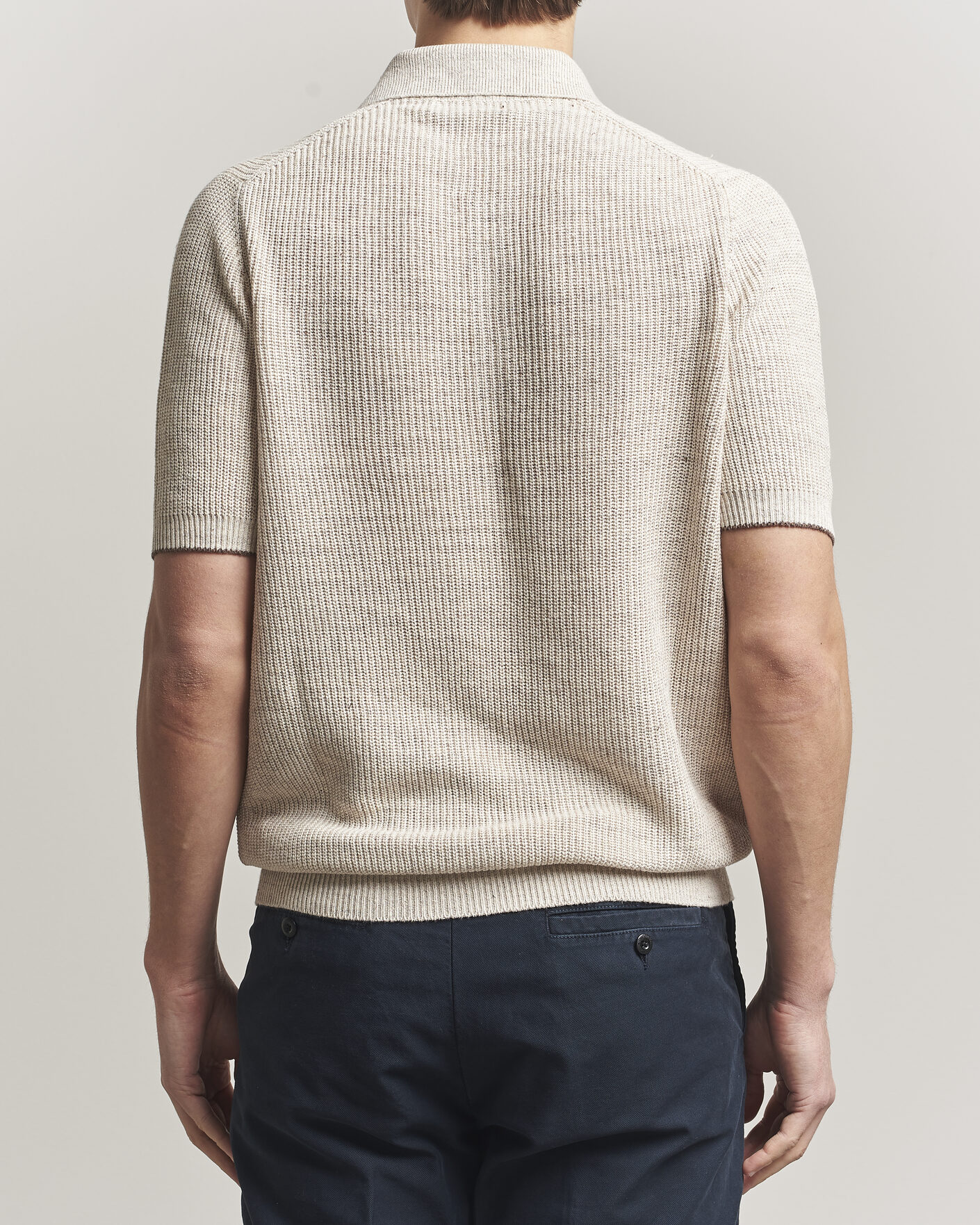 Herre | Polotrøjer | Brunello Cucinelli | Linen Rib Knitted Polo Light Beige
