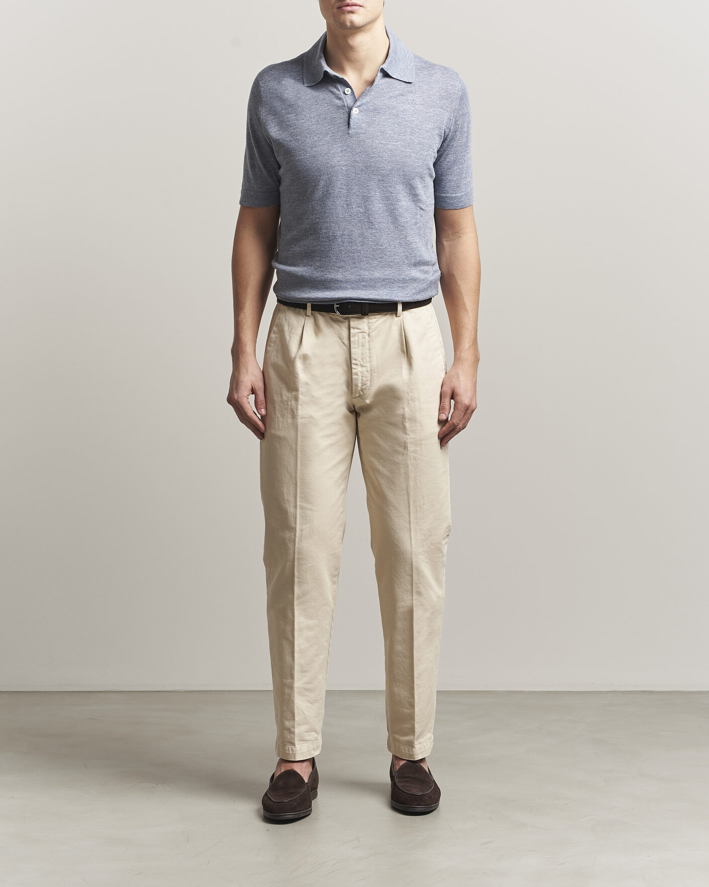 Herre | Polotrøjer | Brunello Cucinelli | Linen Knitted Polo Light Blue