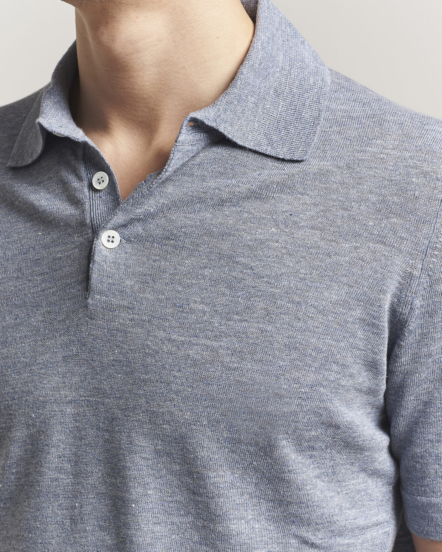 Herre | Polotrøjer | Brunello Cucinelli | Linen Knitted Polo Light Blue