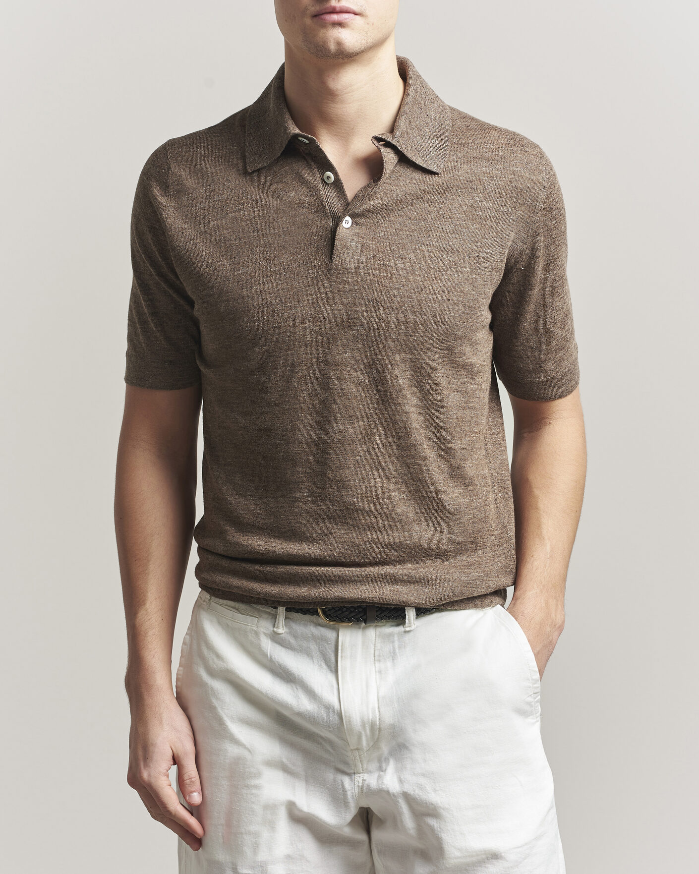 Herre | Polotrøjer | Brunello Cucinelli | Linen Knitted Polo Brown