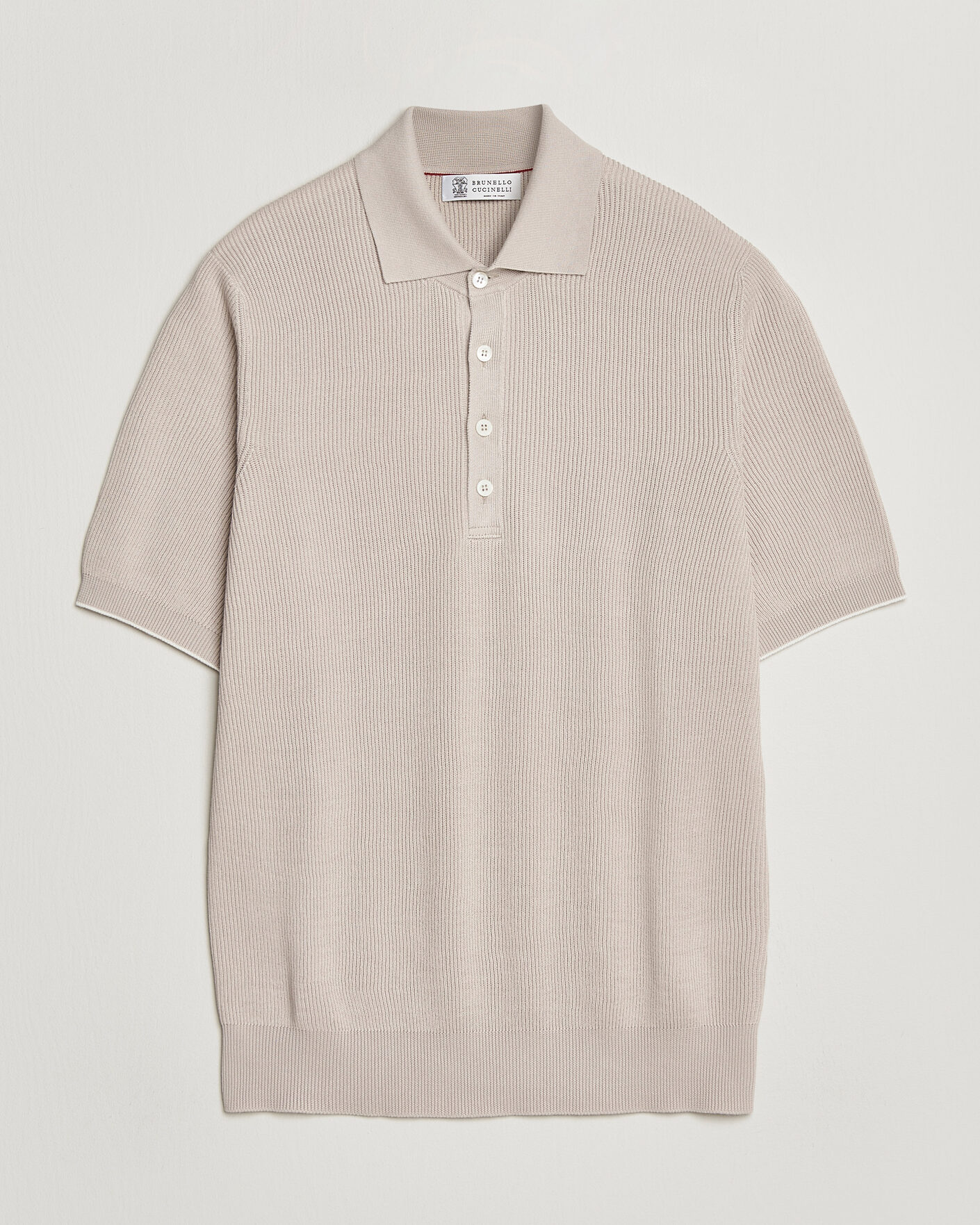 Herre | Polotrøjer | Brunello Cucinelli | Cotton Rib Knitted Polo Light Beige