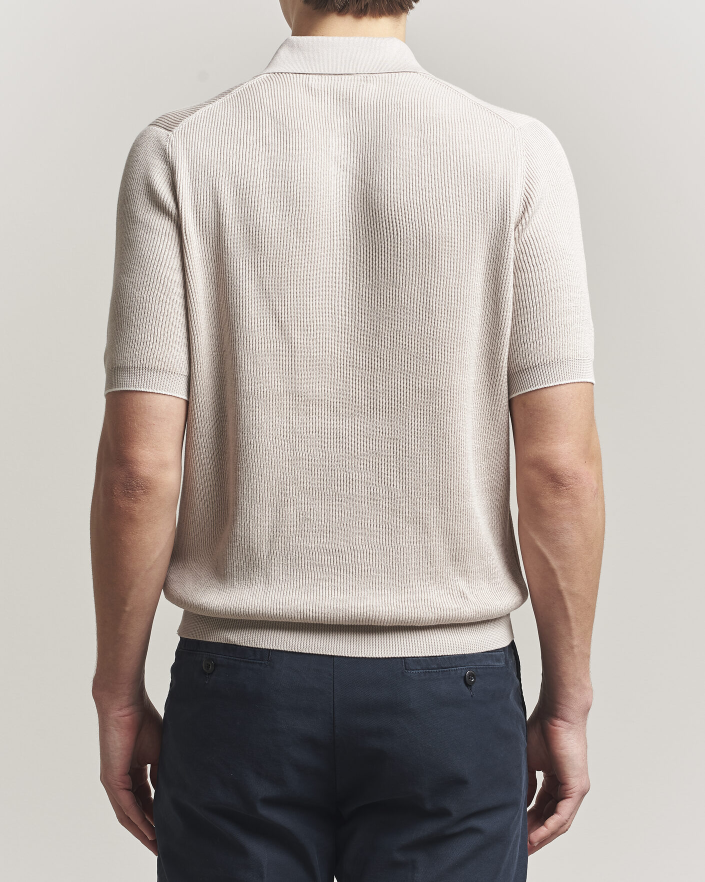 Herre | Polotrøjer | Brunello Cucinelli | Cotton Rib Knitted Polo Light Beige