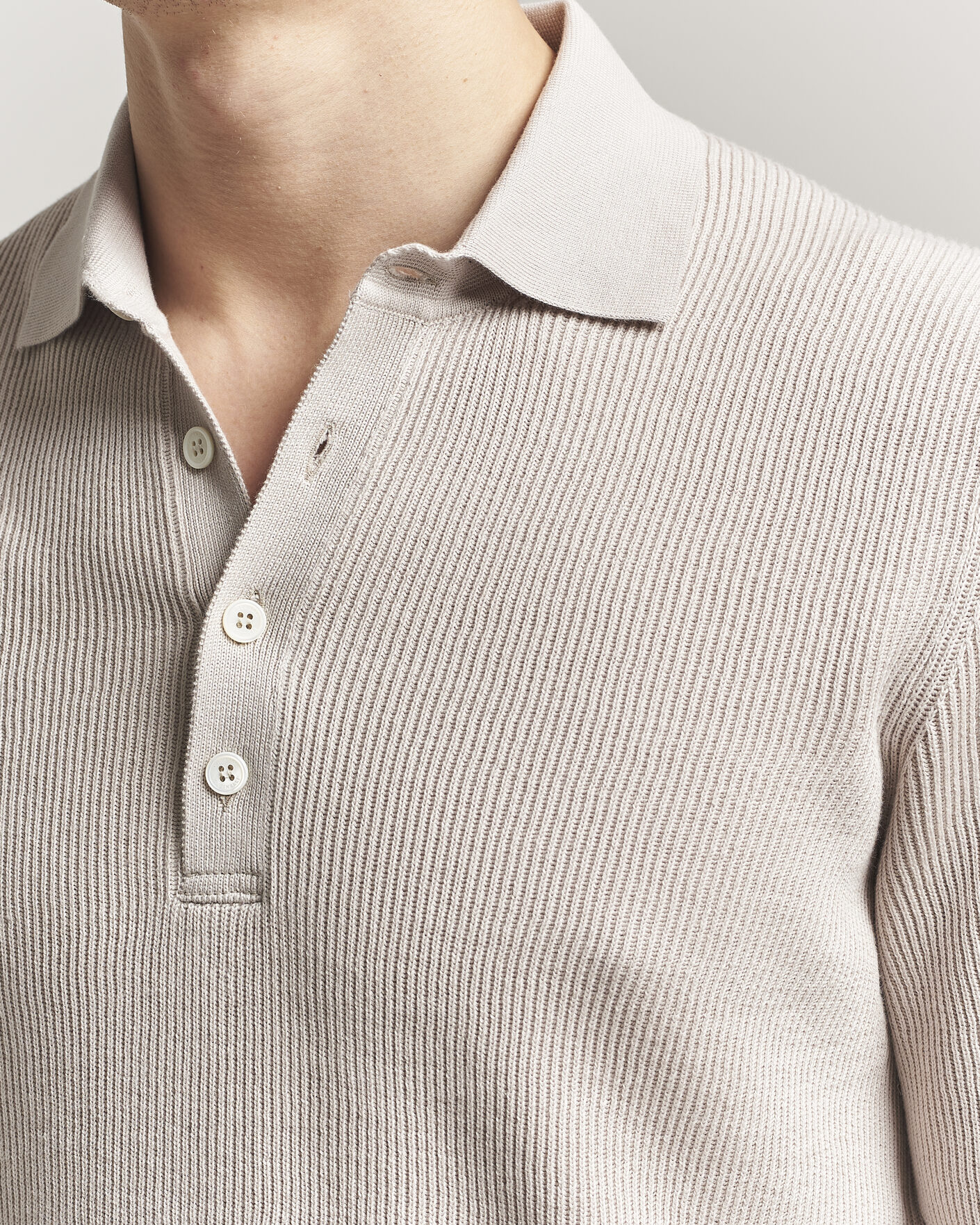 Herre | Polotrøjer | Brunello Cucinelli | Cotton Rib Knitted Polo Light Beige